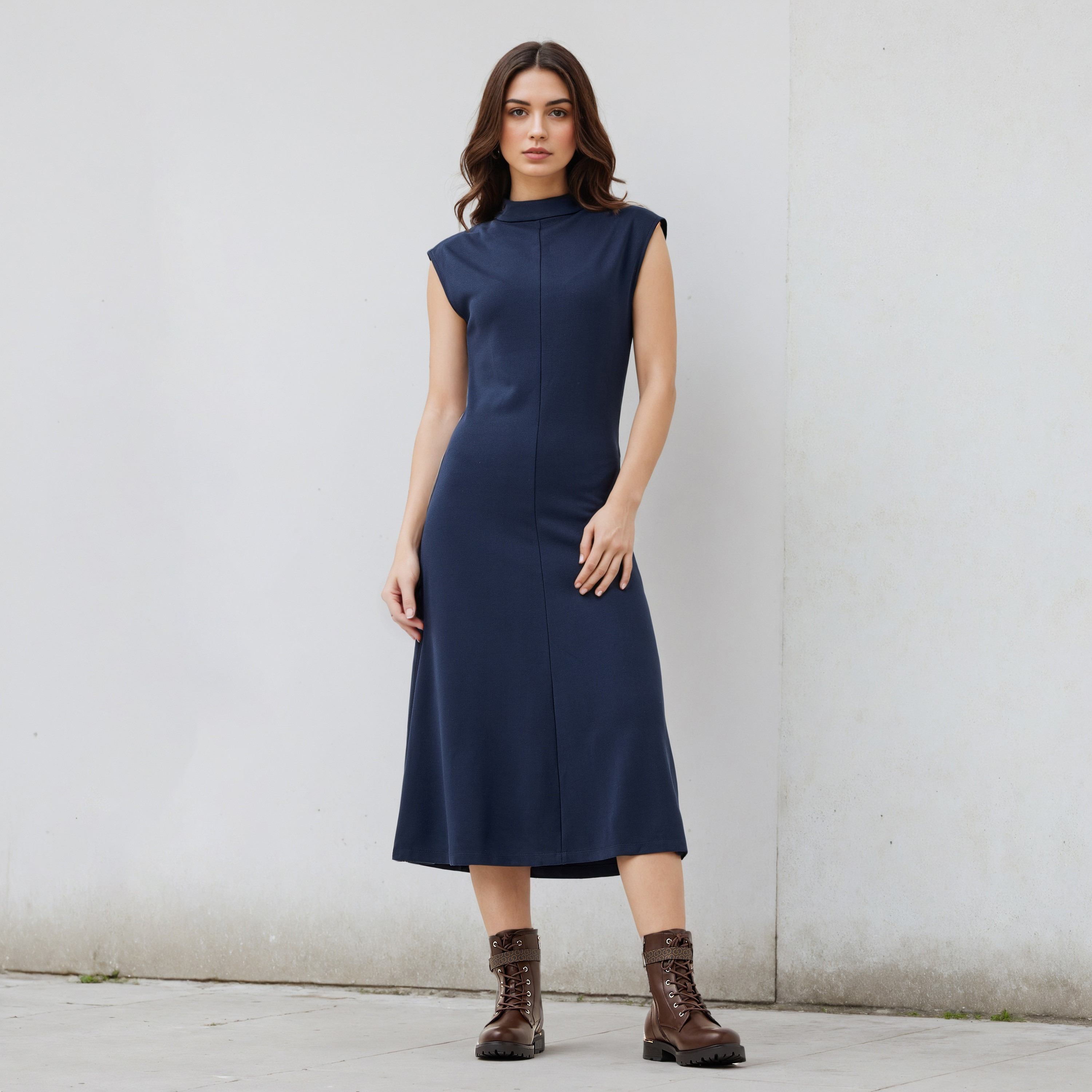 High Neck A-line Sleeveless Dress-women-clothing-dresses-image-1