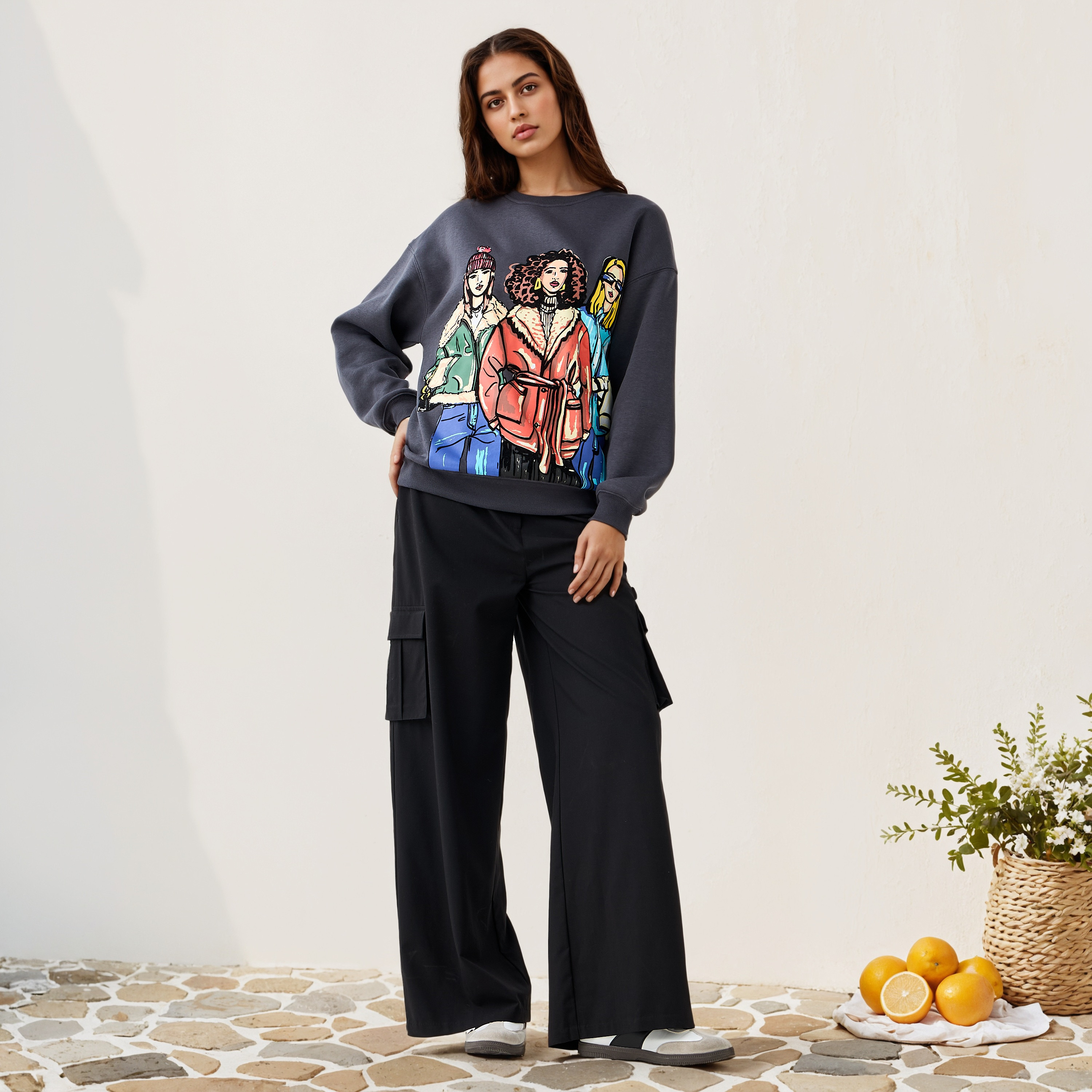 Graphic Print Sweatshirt with Crew Neck-women-winterwear-hoodiesandsweatshirts-sweatshirts-image-2