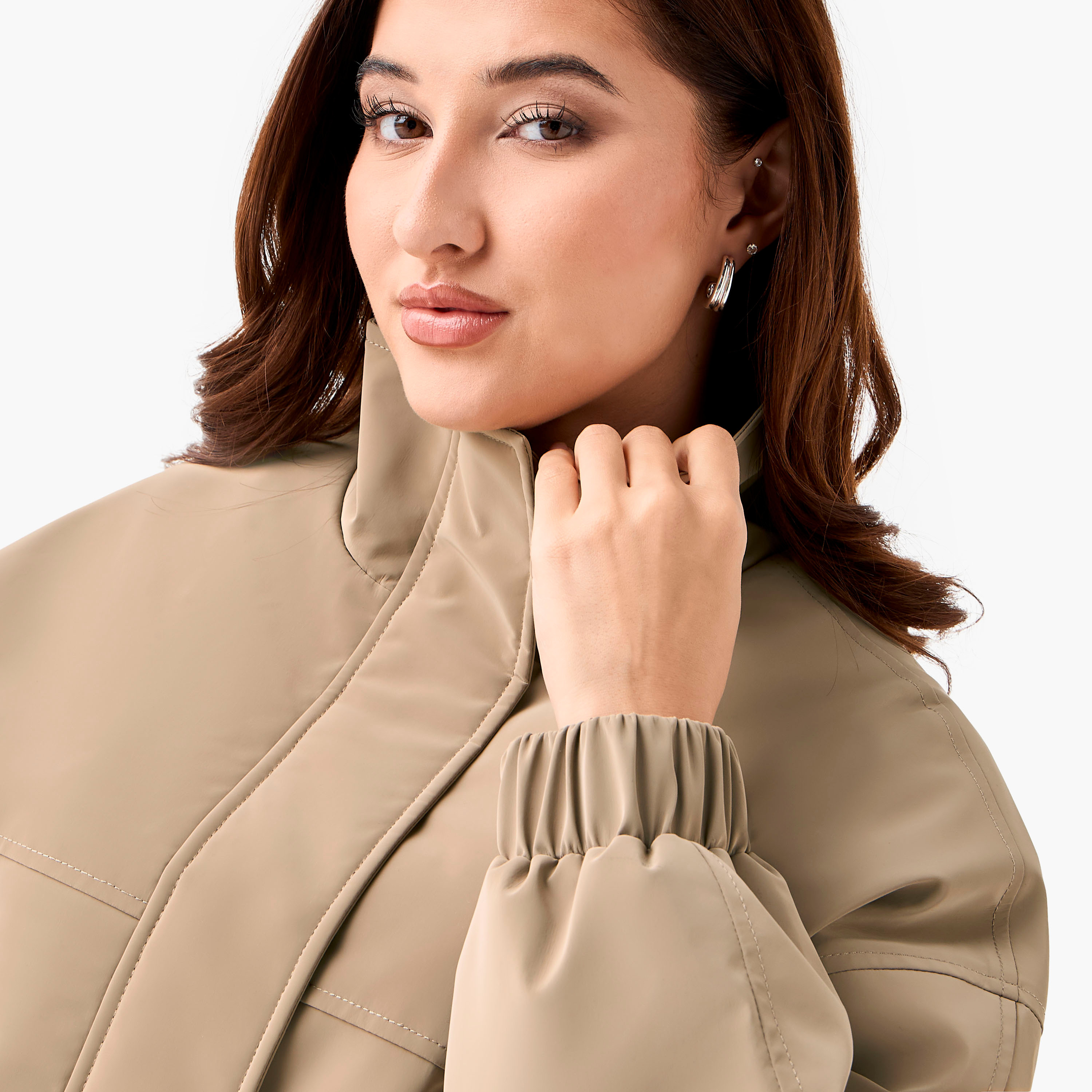 Regular Polyester Puffer Utility Jacket with Pockets-women-winterwear-coatsandjackets-jackets-image-4