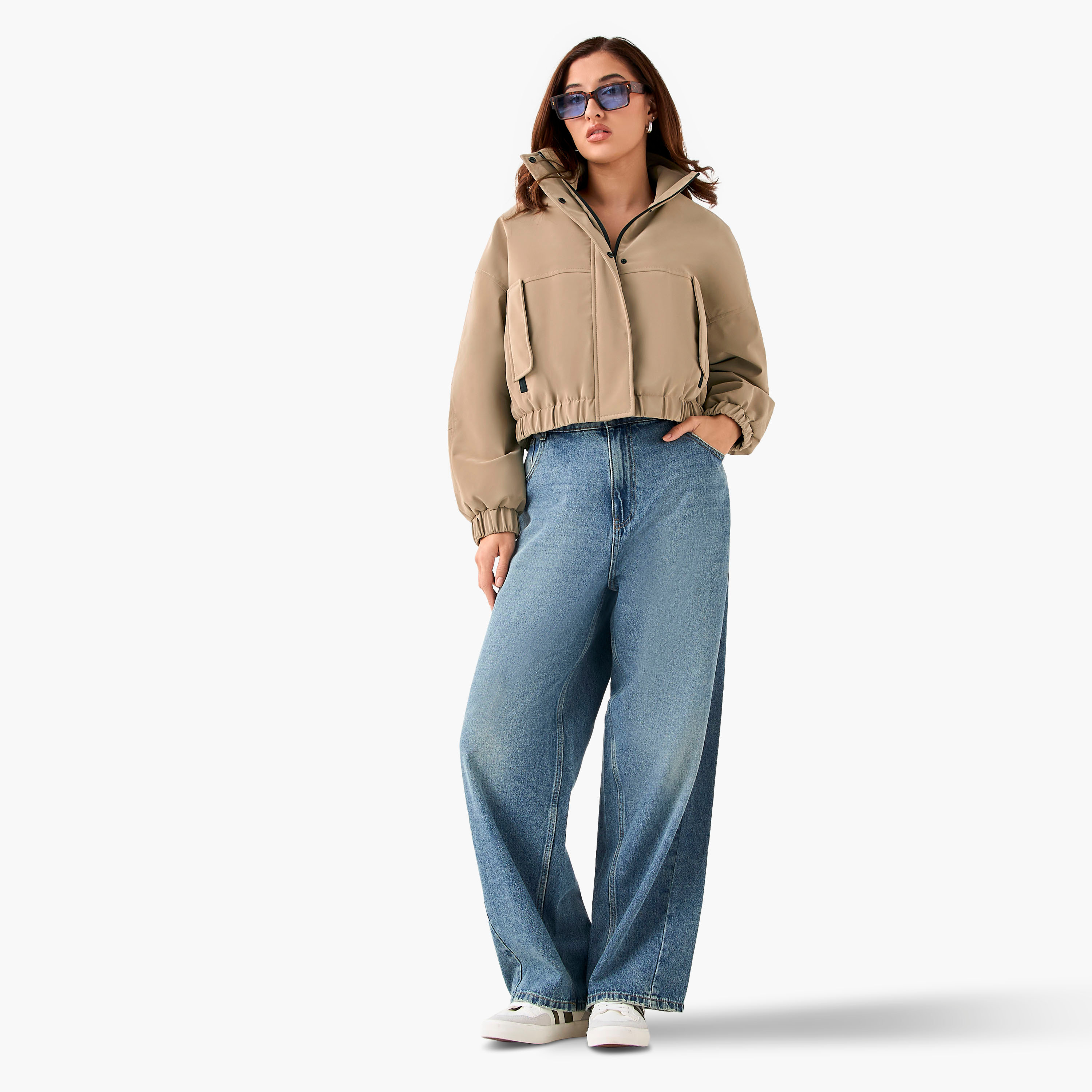 Regular Polyester Puffer Utility Jacket with Pockets-women-winterwear-coatsandjackets-jackets-image-5