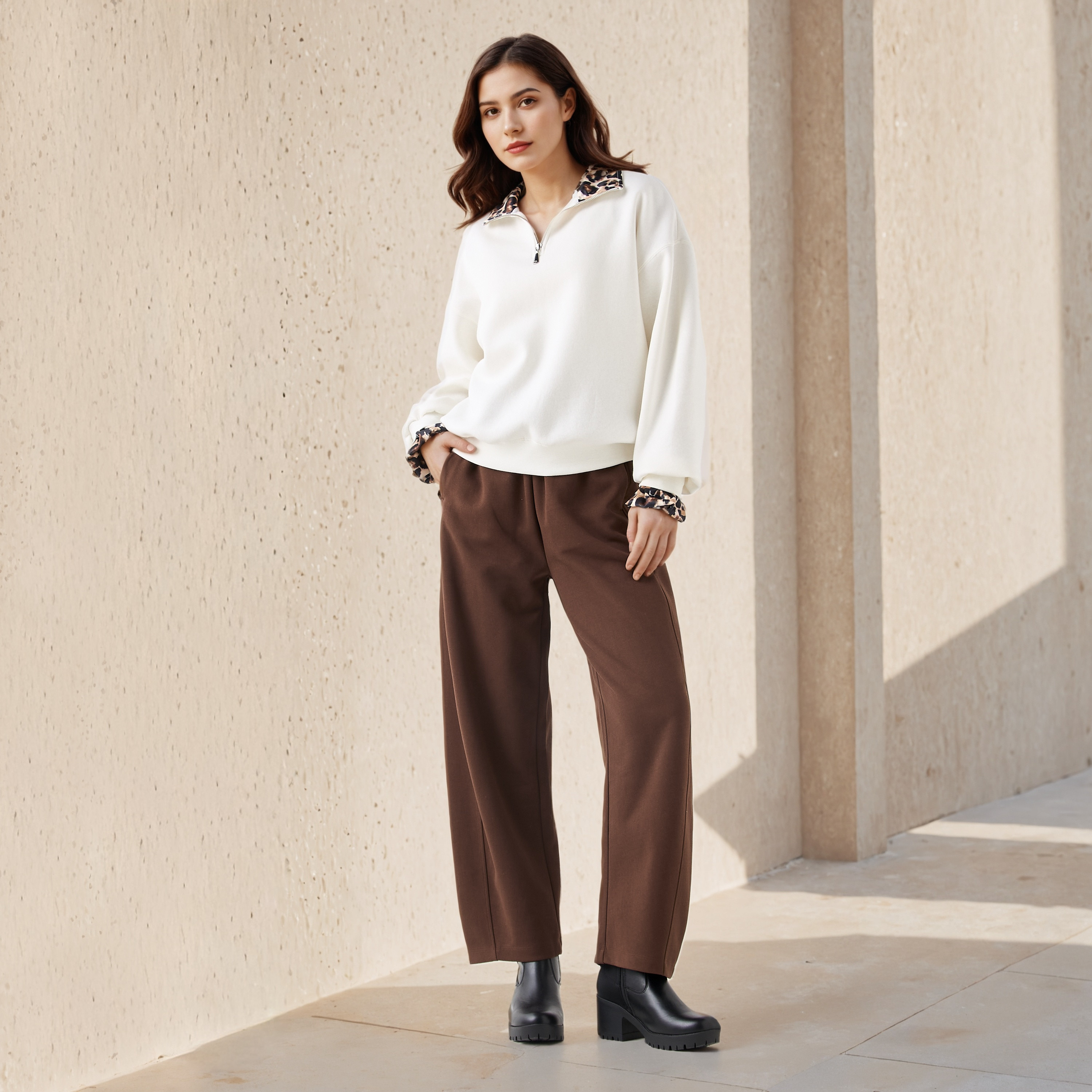 Barrel Fit Mid Rise Panelled Pants-women-clothing-bottoms-trousers-image-2