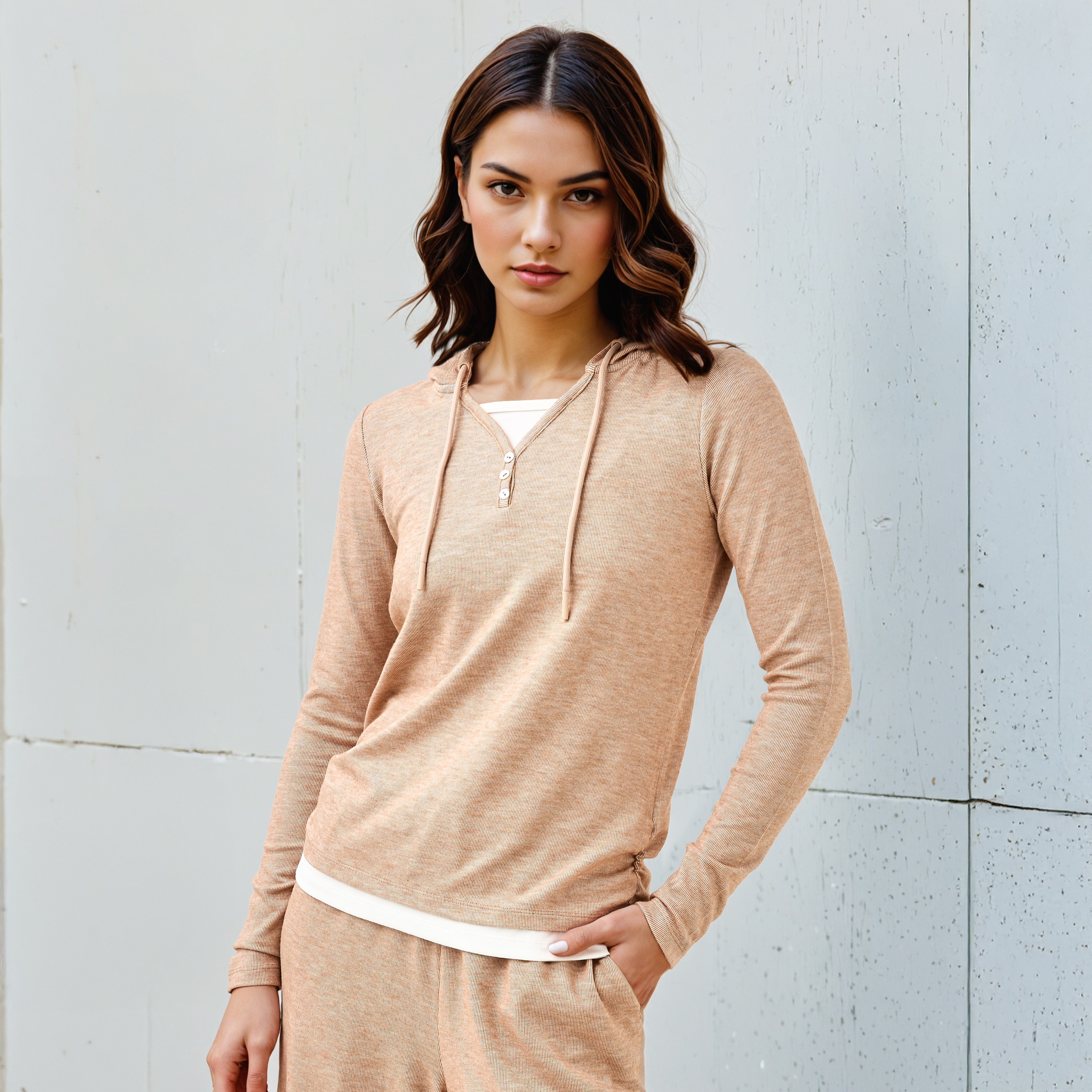 Hooded V-neck T-shirt-women-clothing-tshirts-image-1