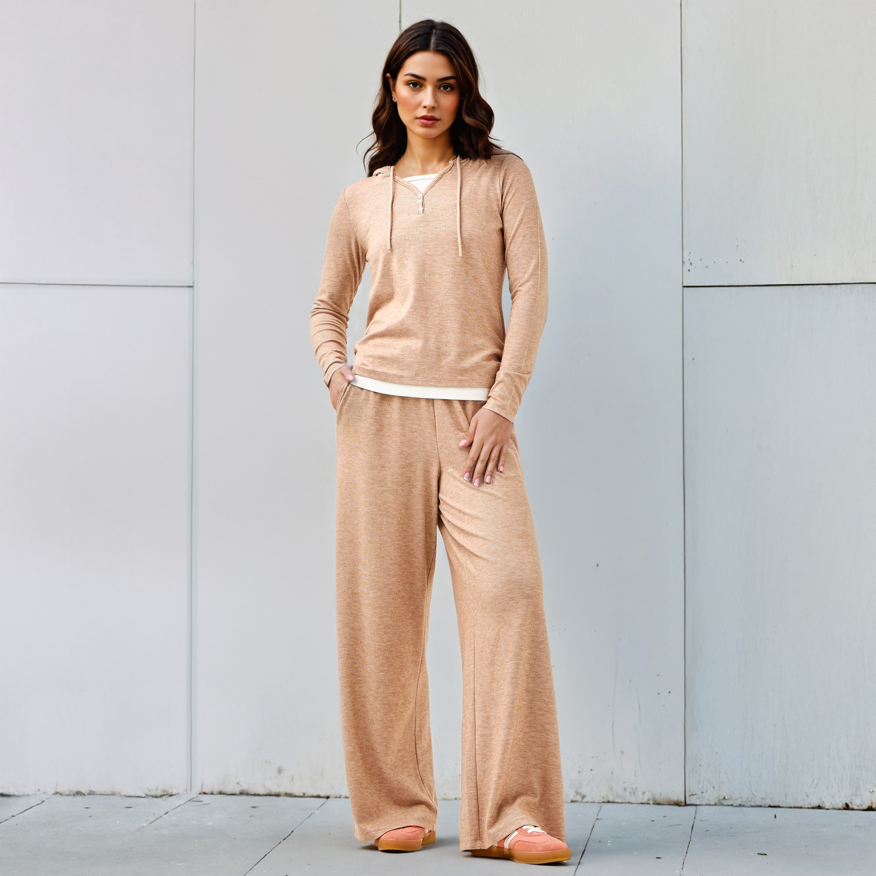 Hooded V-neck T-shirt-women-clothing-tshirts-image-2