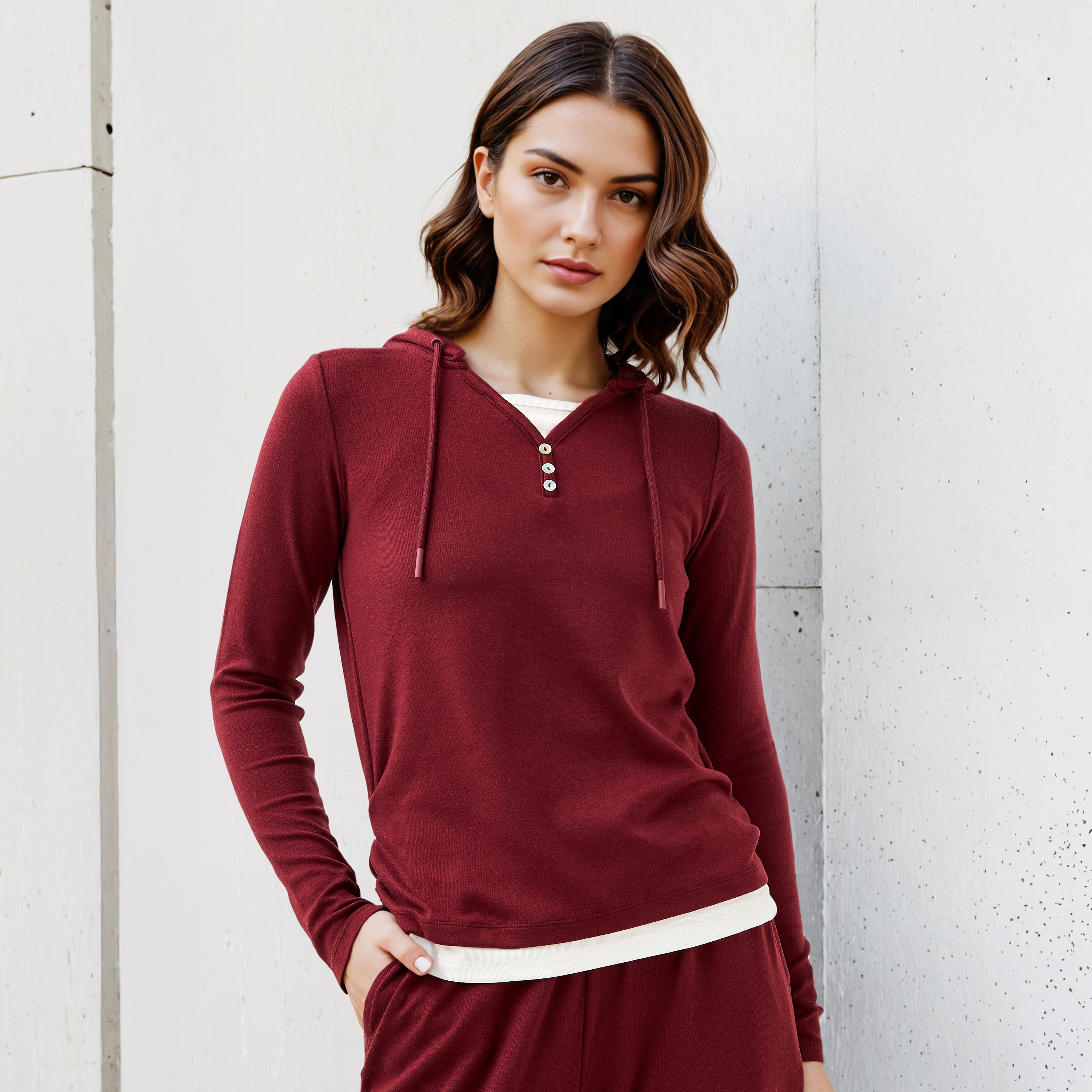 Hooded V-neck T-shirt-women-clothing-tshirts-image-1