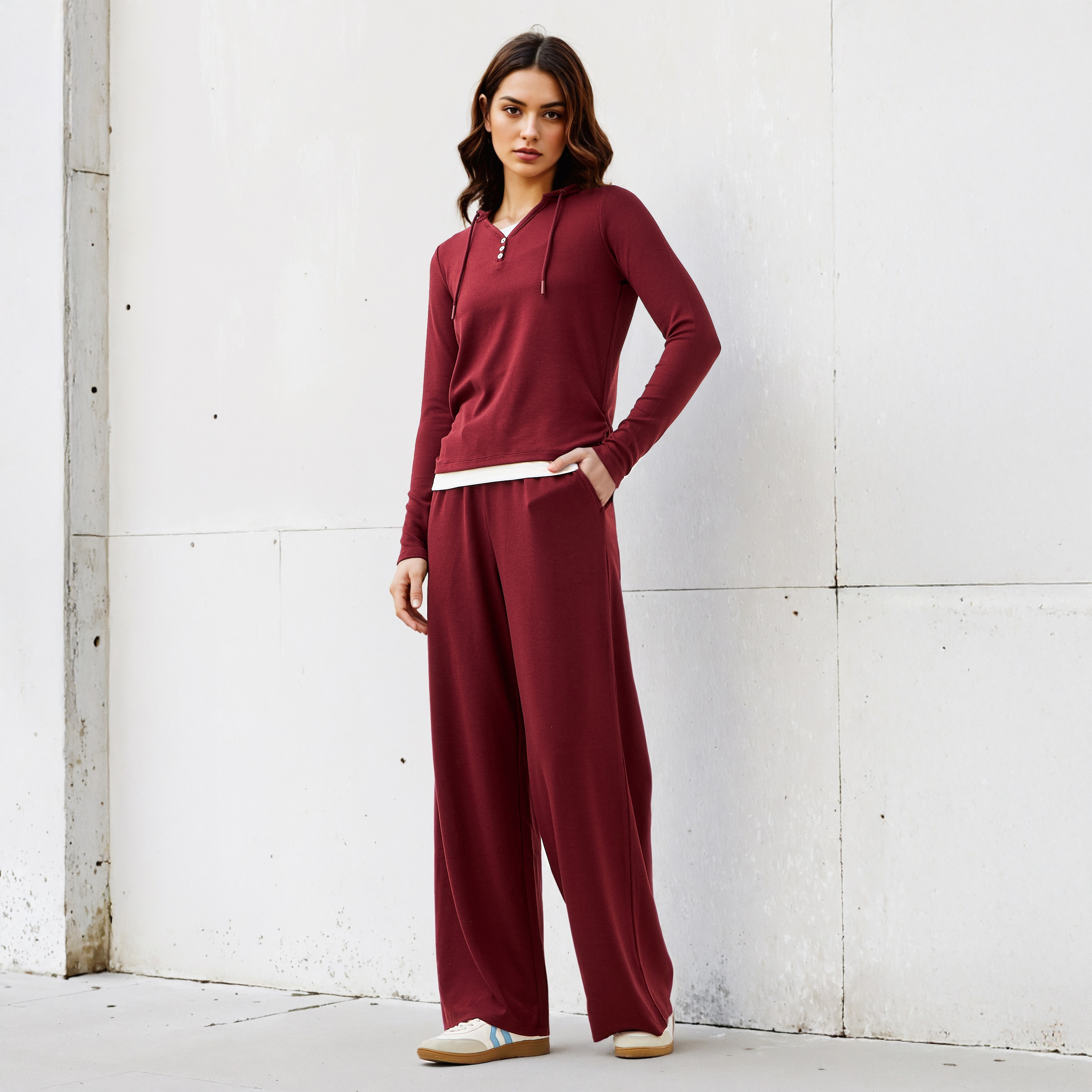 Textured Track Pants with Drawstring Waistband-women-clothing-bottoms-joggers-image-2