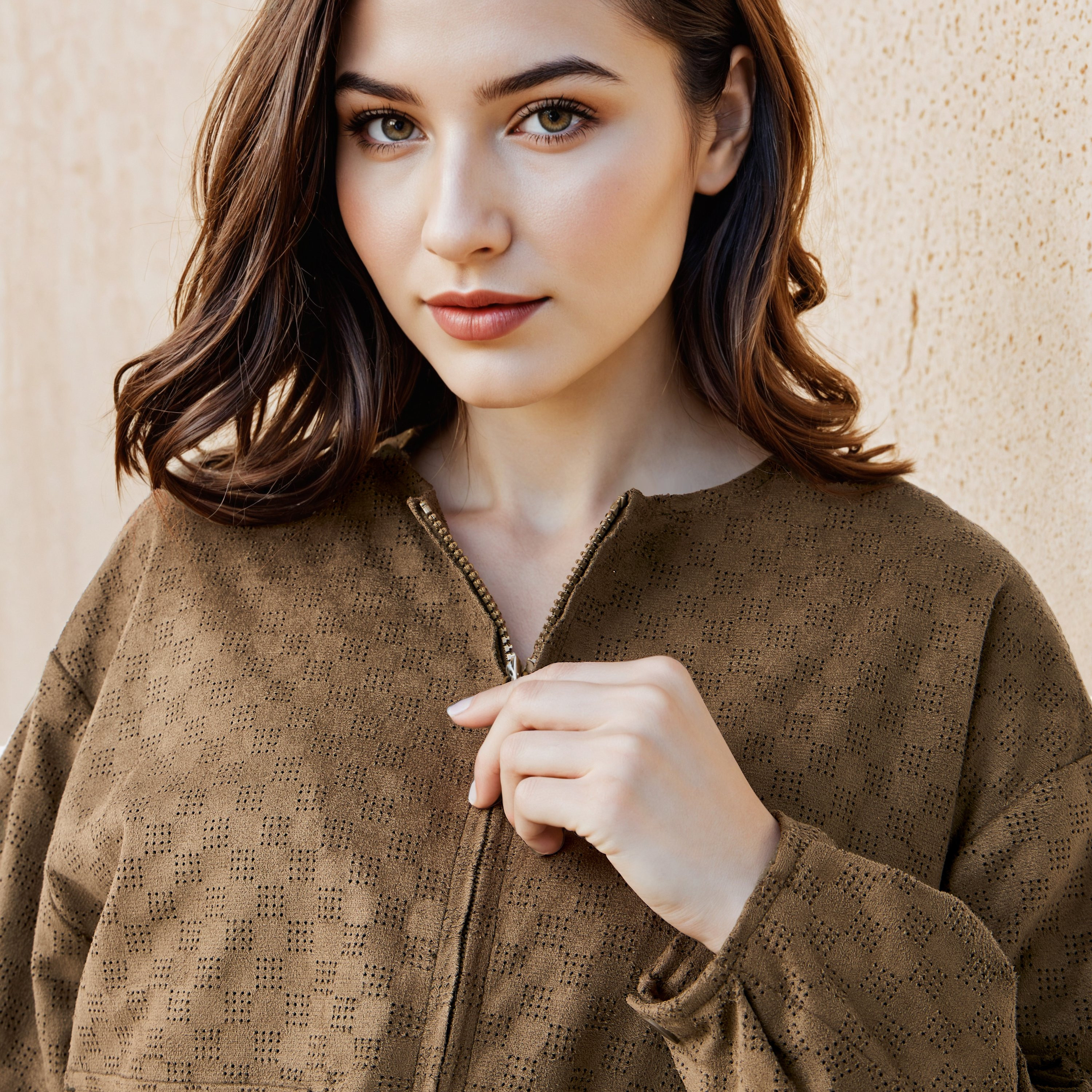 جاكيت صوف بارز الملمس بسحاب إغلاق-women-winterwear-coatsandjackets-jackets-image-2