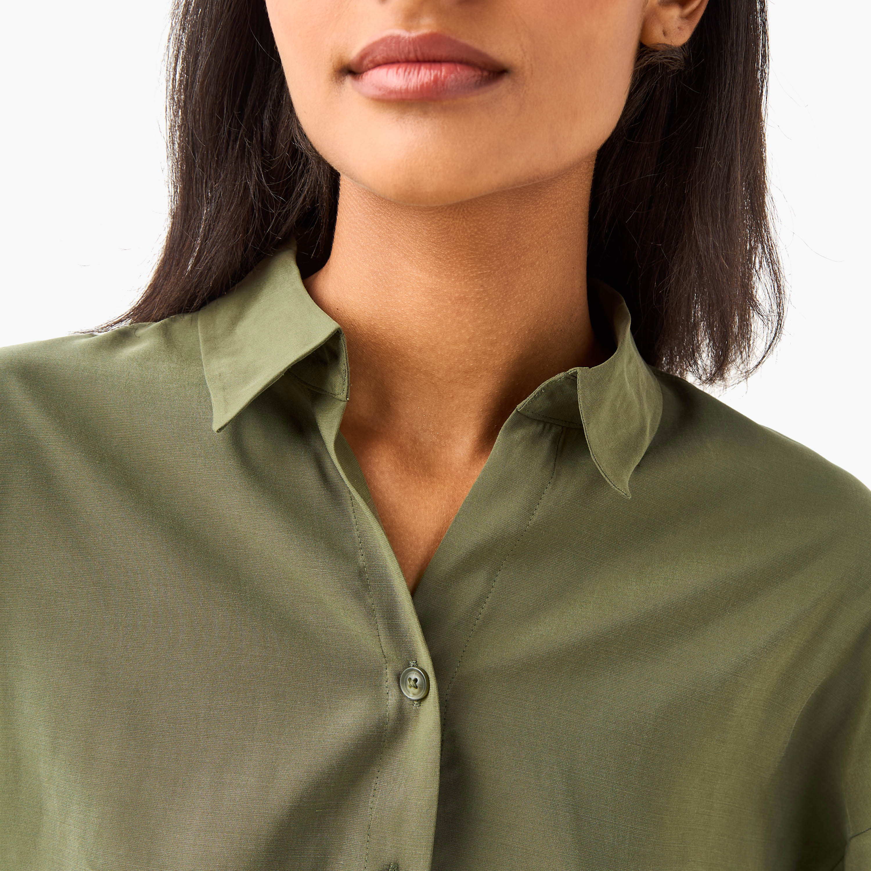 Loose Fit Shirt with Drop Shoulder Sleeves-women-clothing-shirtsandblouses-shirts-image-3