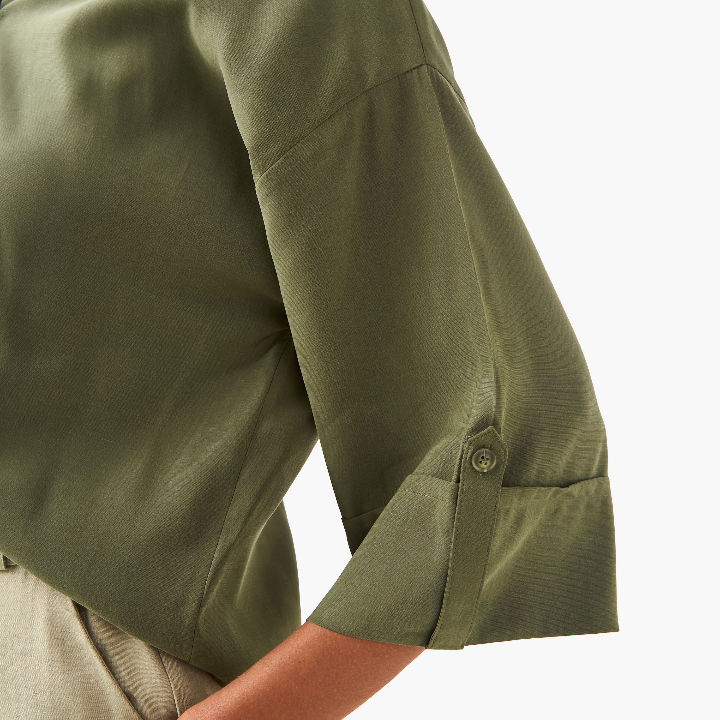 Loose Fit Shirt with Drop Shoulder Sleeves-women-clothing-shirtsandblouses-shirts-image-5