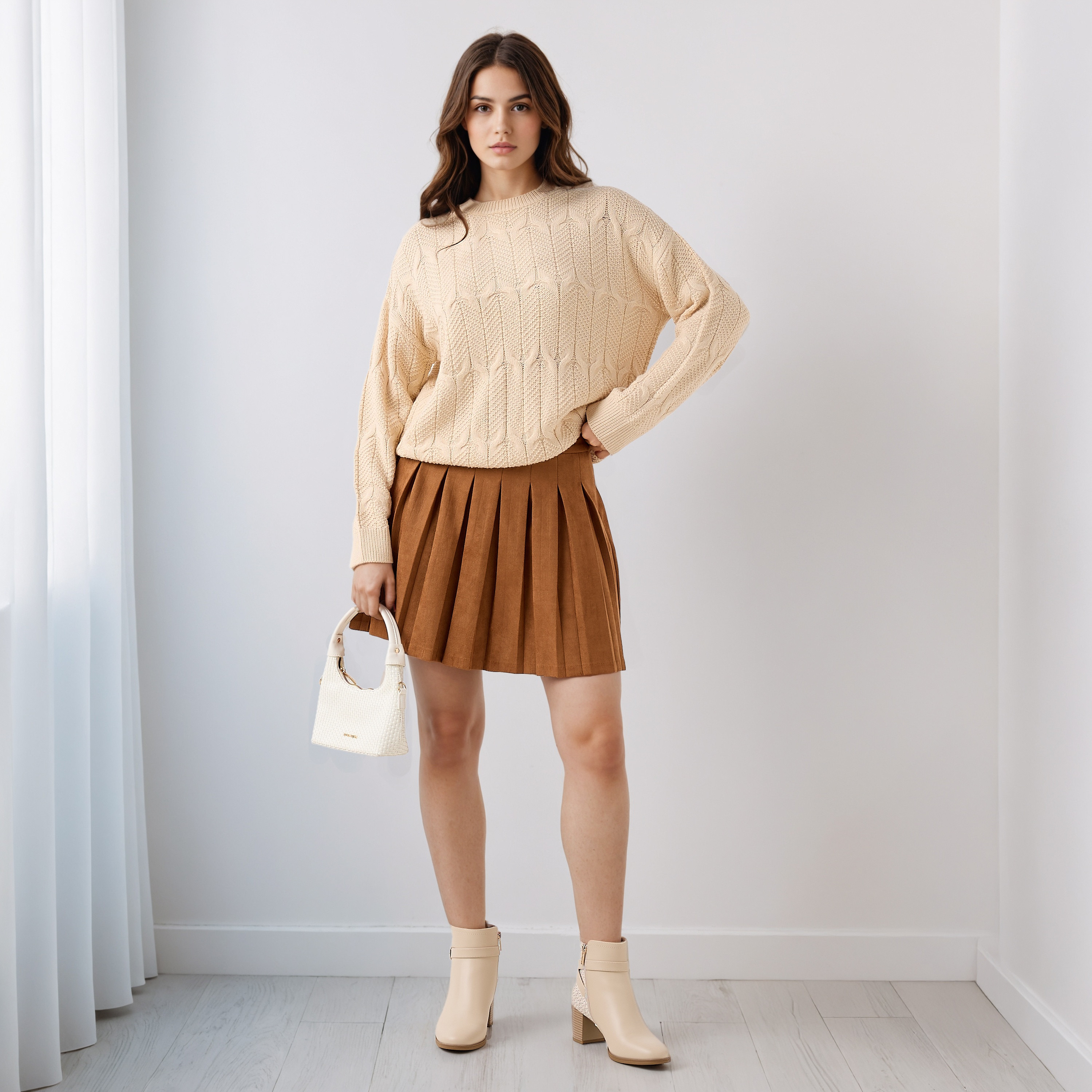 تنورة قصيرة بسحاب إغلاق وطيات-women-clothing-bottoms-skirts-image-2