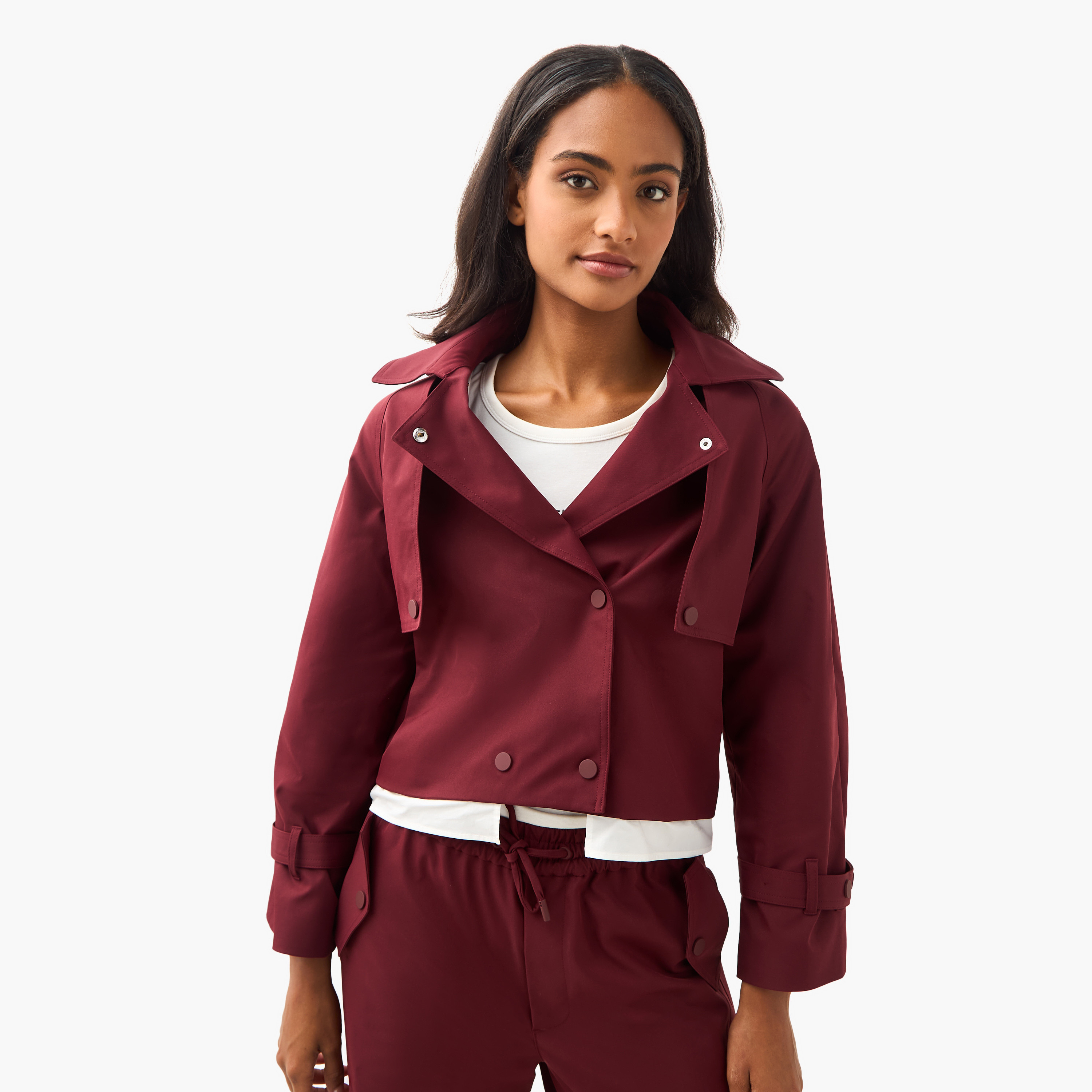 Cropped Polyester Blend Utilty Jacket with Button Closure-women-winterwear-coatsandjackets-jackets-image-1