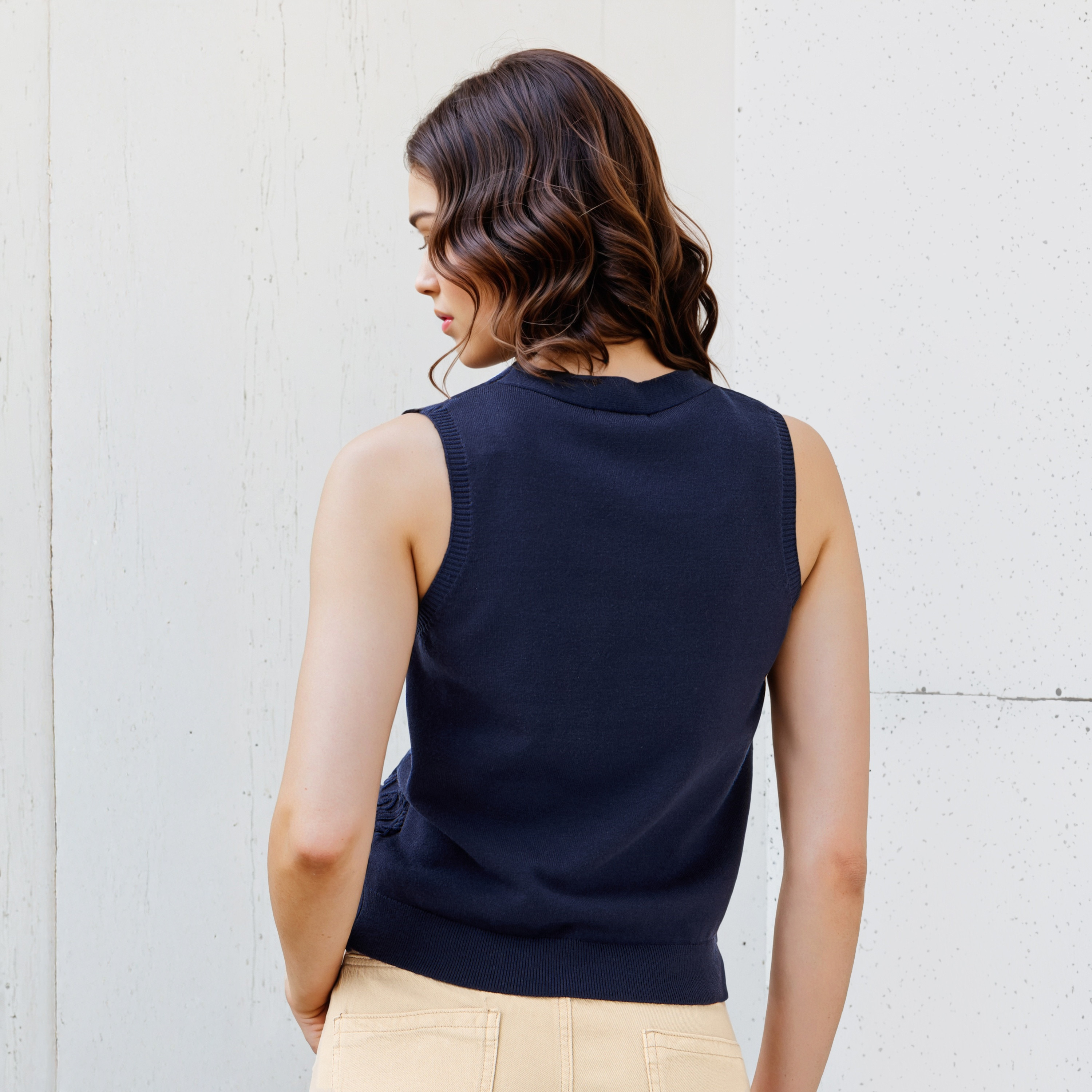 Textured V-neck Sleeveless Sweater-women-clothing-cardigansandjumpers-jumpers-image-3