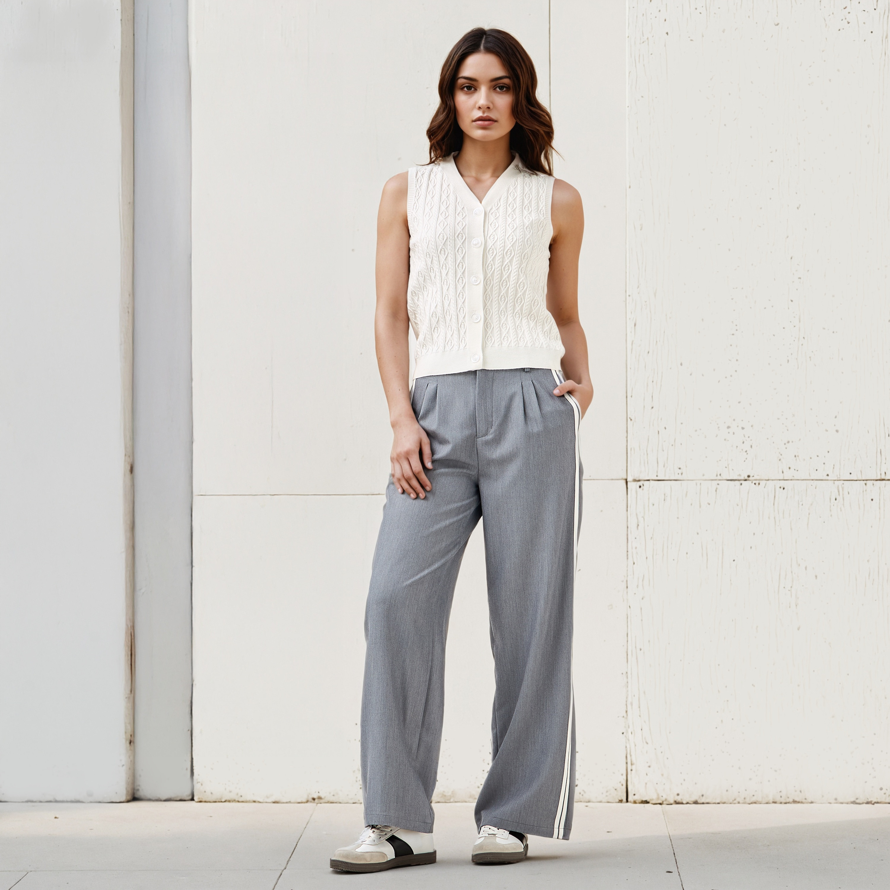 كنزة بارزة الملمس دون أكمام بياقة V-women-clothing-cardigansandjumpers-jumpers-image-4