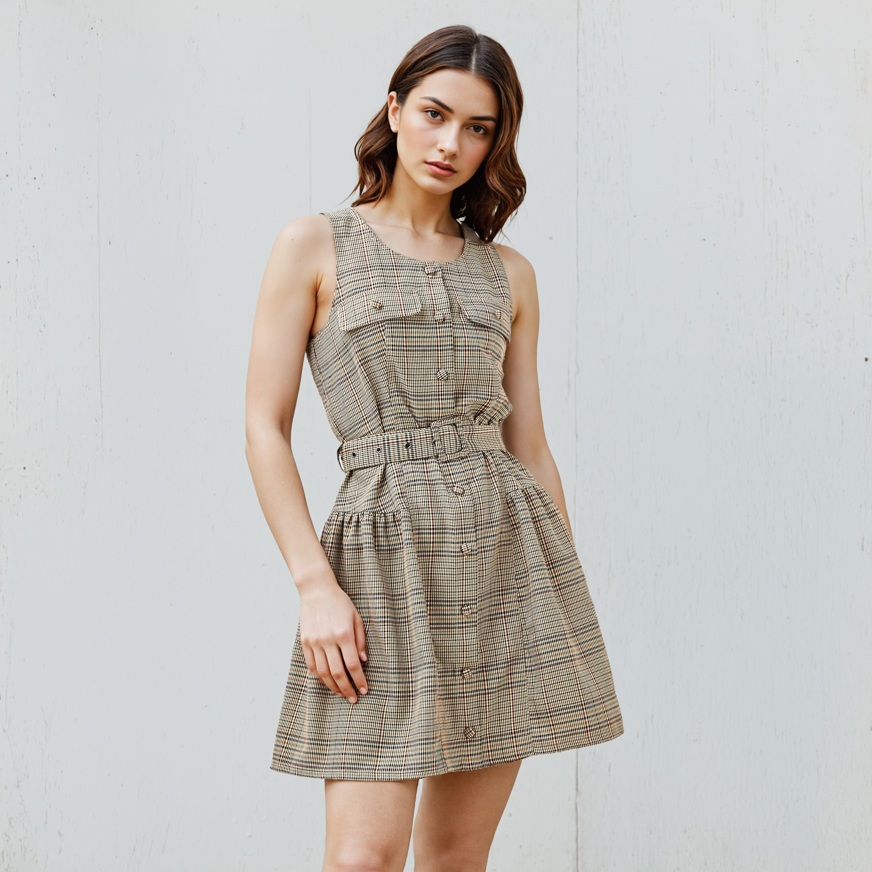 فستان كاروهات بحزام-women-clothing-dresses-image-1
