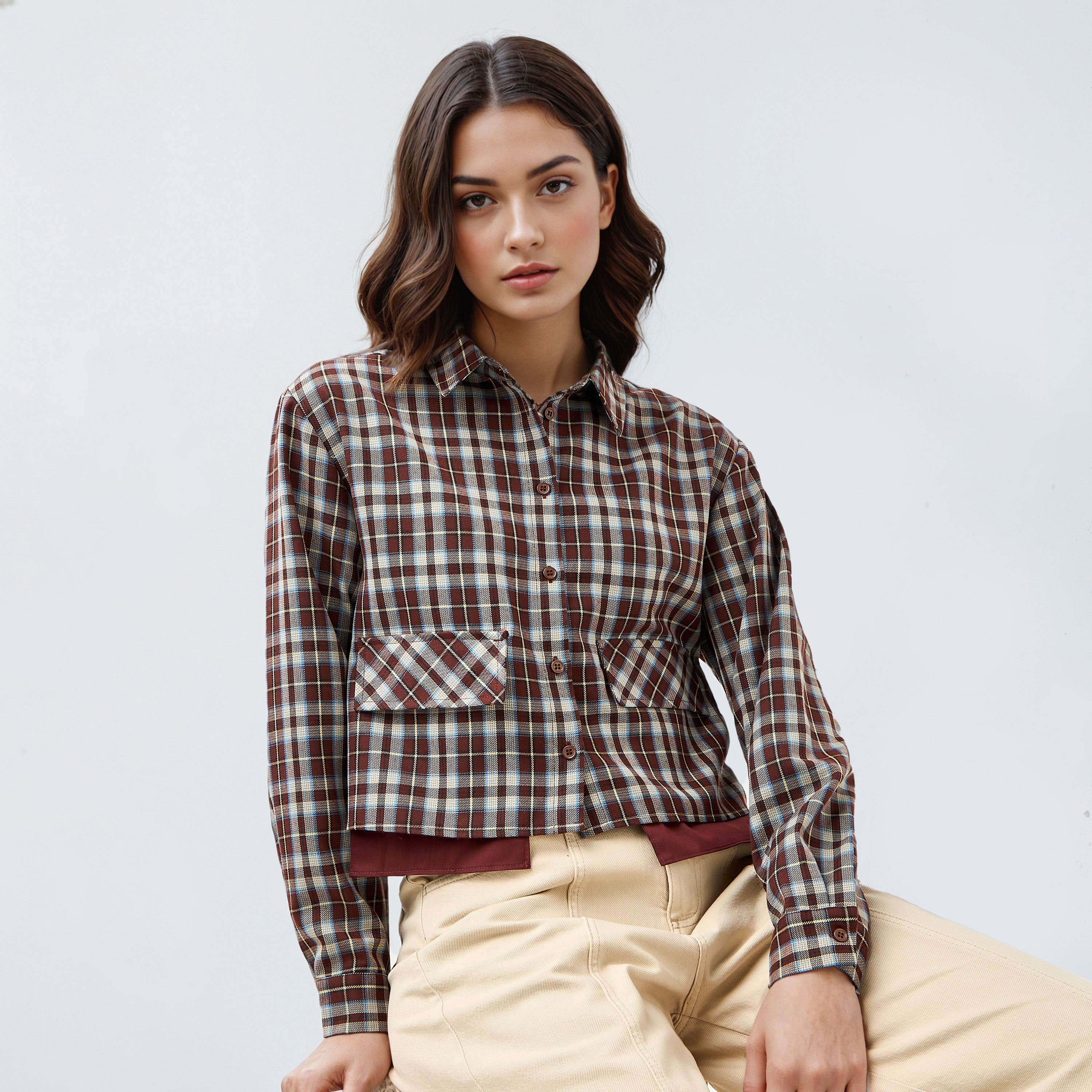 قميص كاروهات بجيب-women-clothing-shirtsandblouses-shirts-image-1