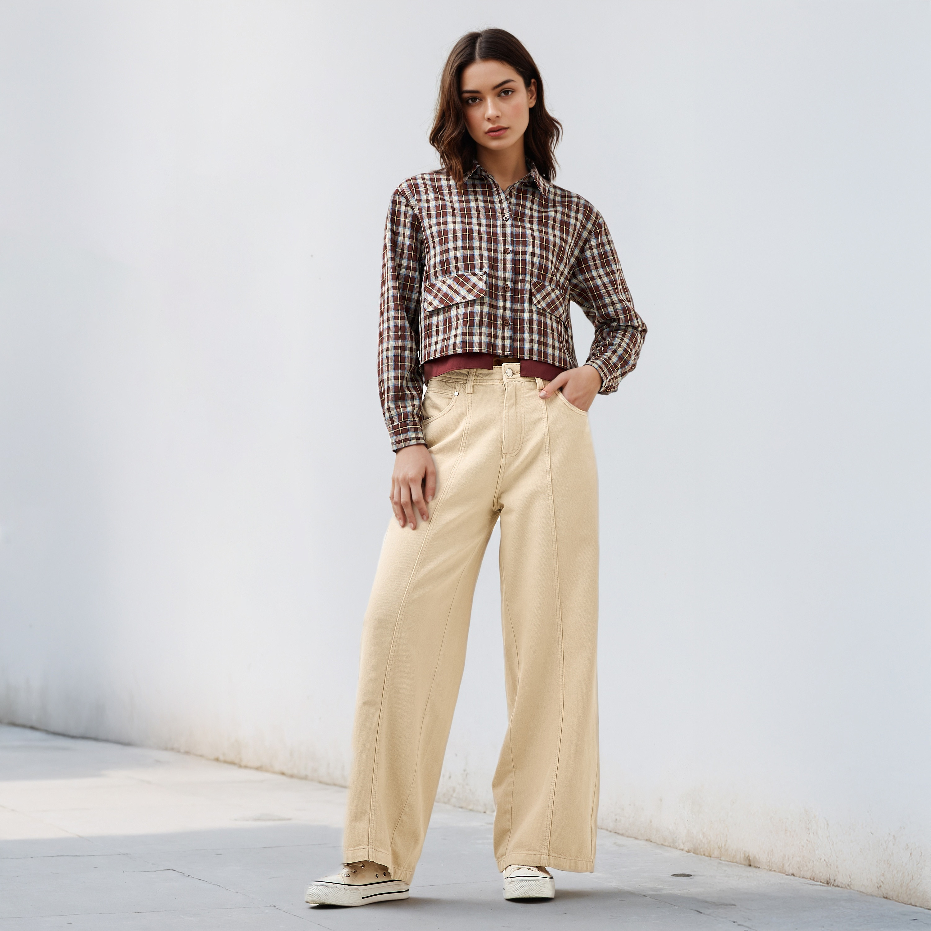 قميص كاروهات بجيب-women-clothing-shirtsandblouses-shirts-image-2