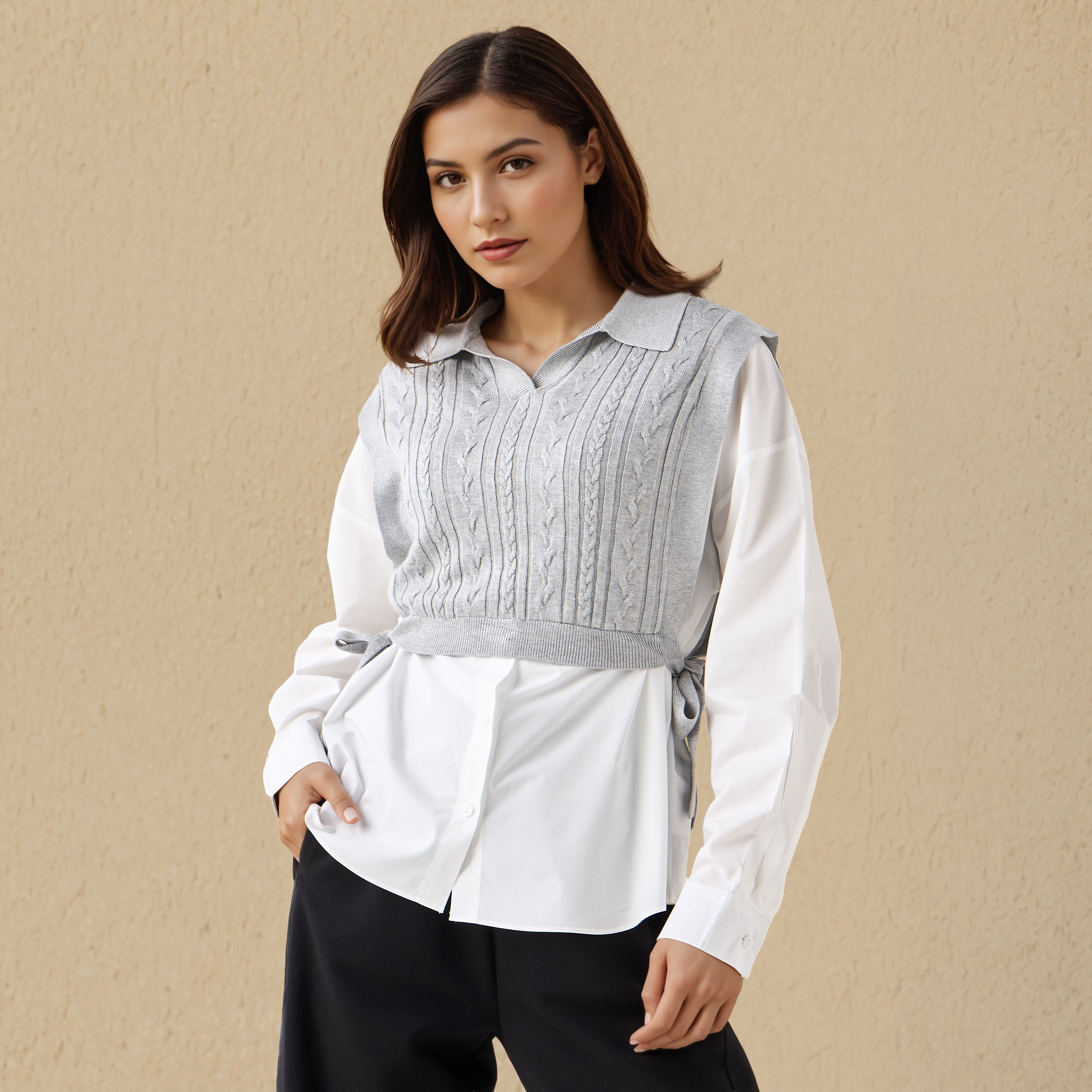 Regular Fit Textured Twofer Top-women-clothing-shirtsandblouses-blouses-image-1