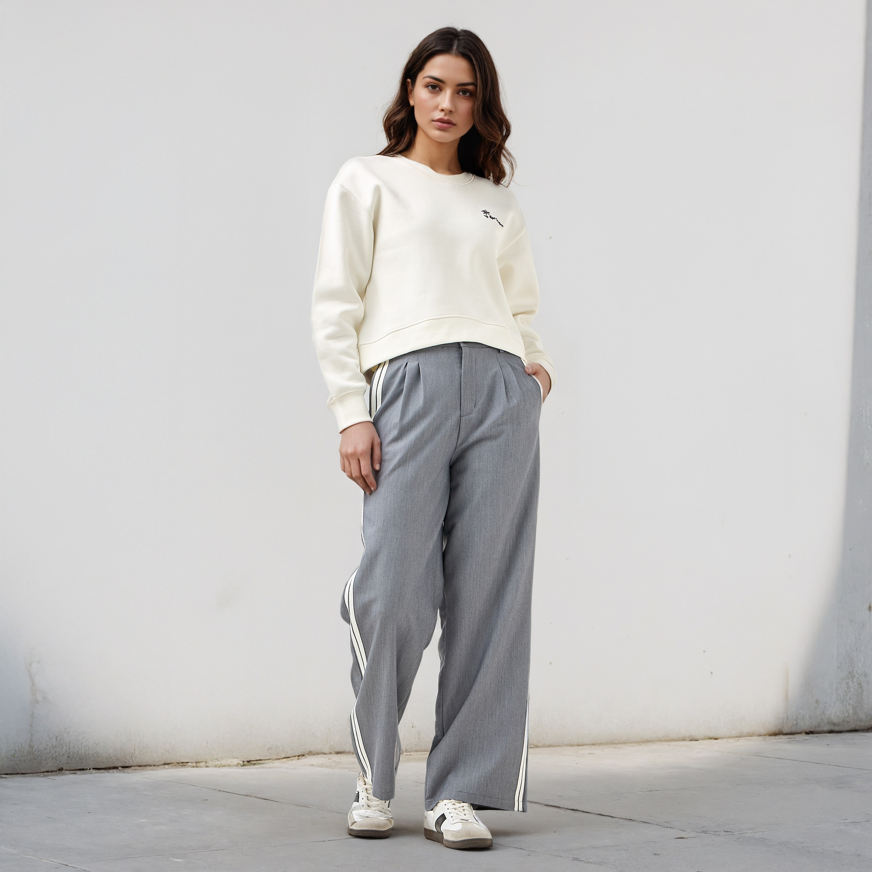 Stripe Accent Regular Fit Trousers-women-clothing-bottoms-trousers-image-2