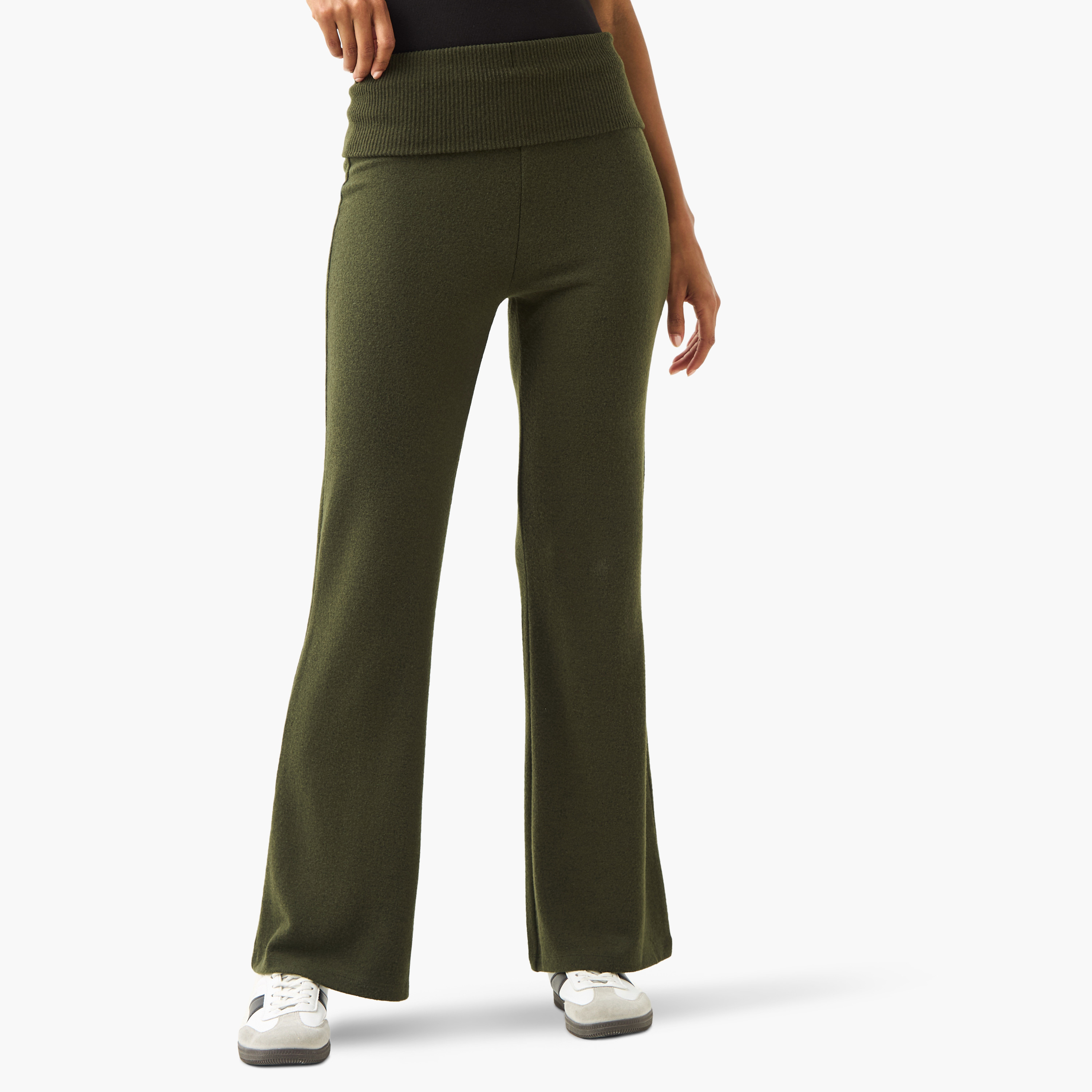 Mid-Rise Flared Pants-women-clothing-bottoms-trousers-image-1