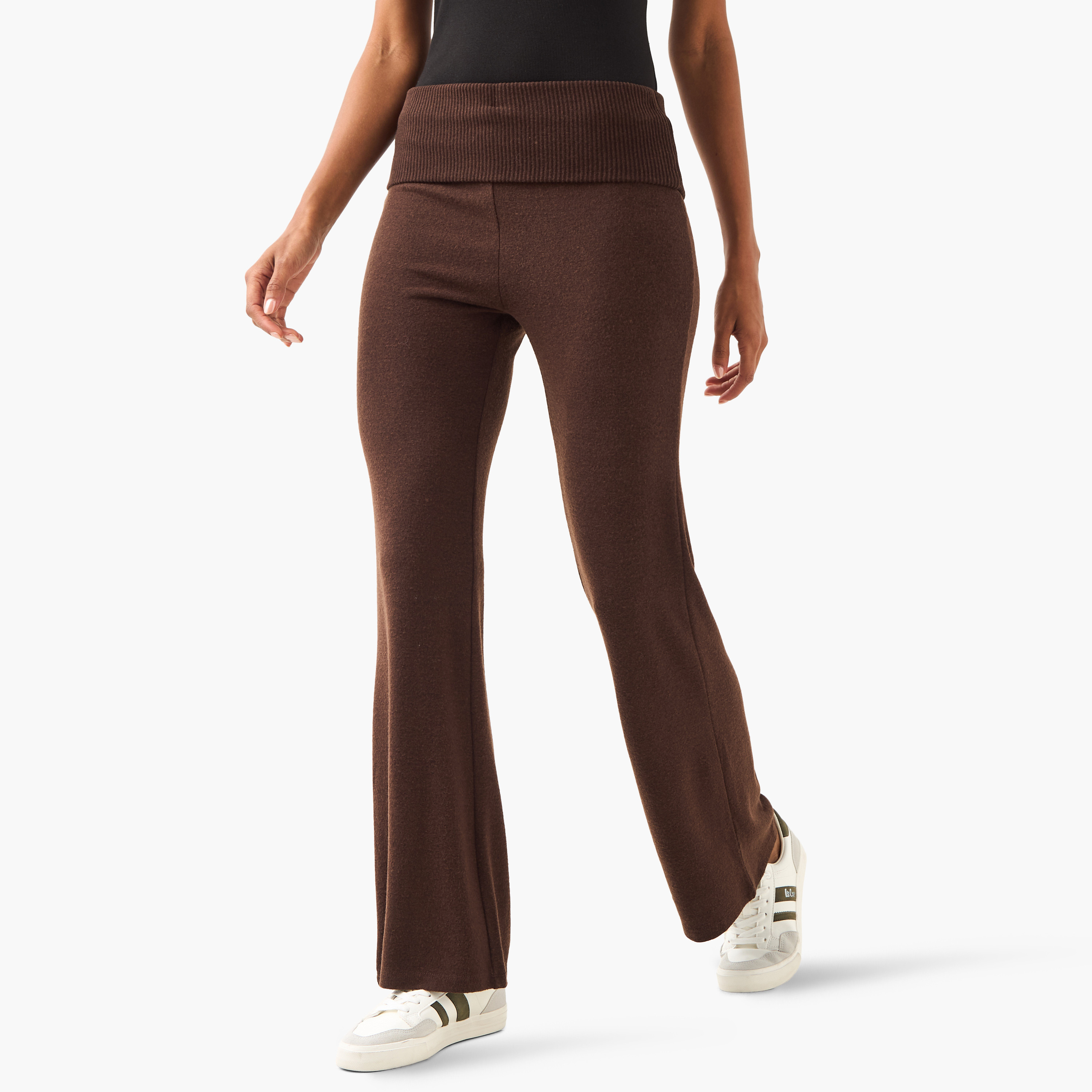 Mid-Rise Flared Pants-women-clothing-bottoms-trousers-image-1