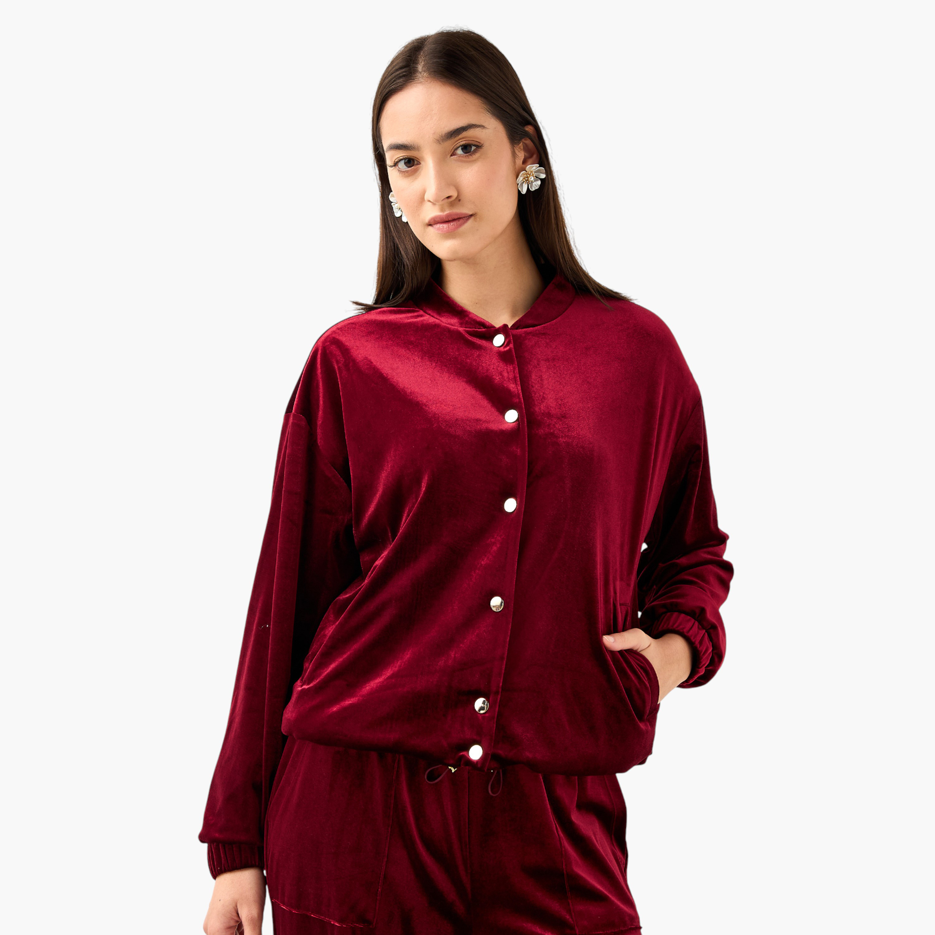 جاكيت بومبر مخملي بياقة ماندارين-women-winterwear-coatsandjackets-jackets-image-5