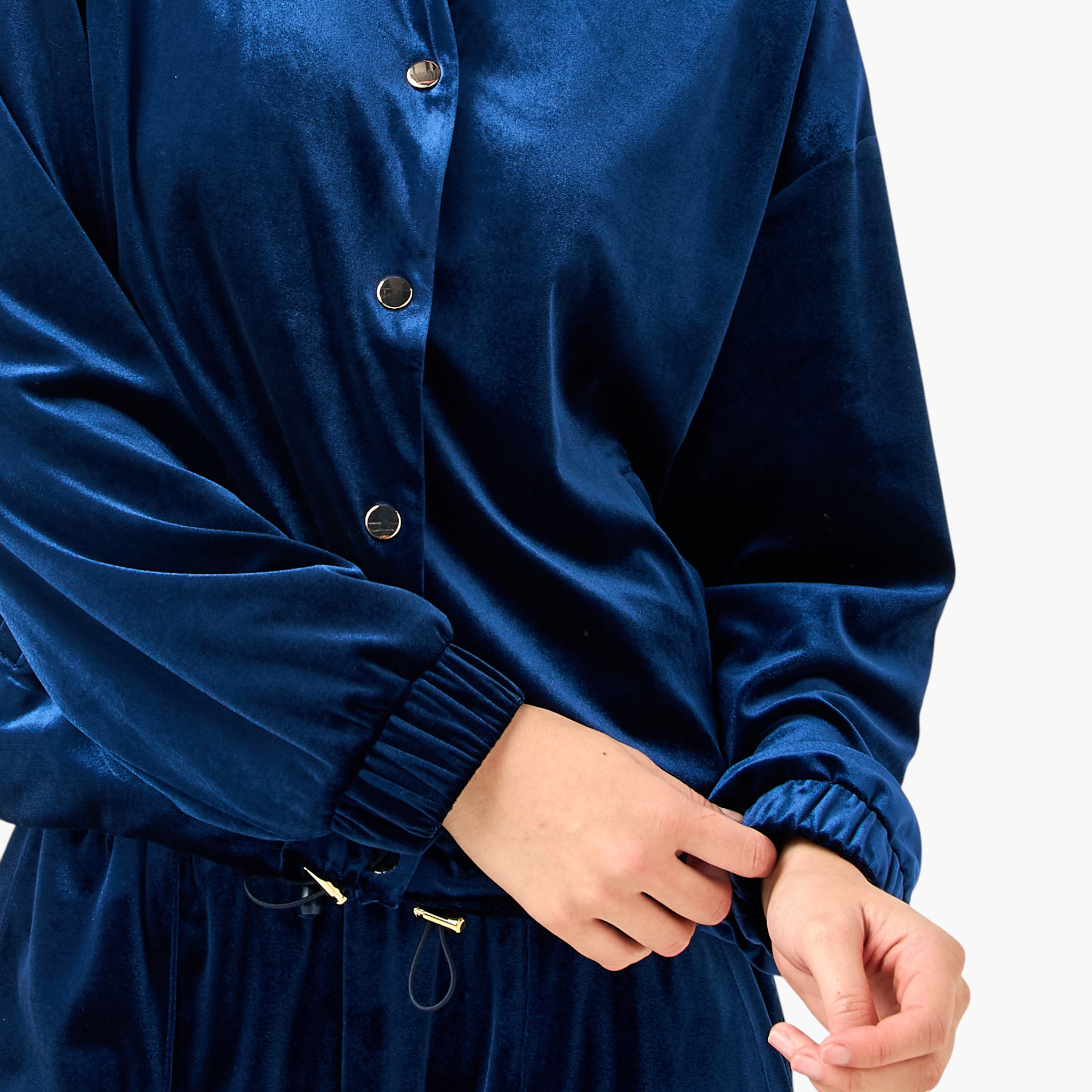 Velvet Bomber Jacket with Mandarin Neck-women-winterwear-coatsandjackets-jackets-image-3