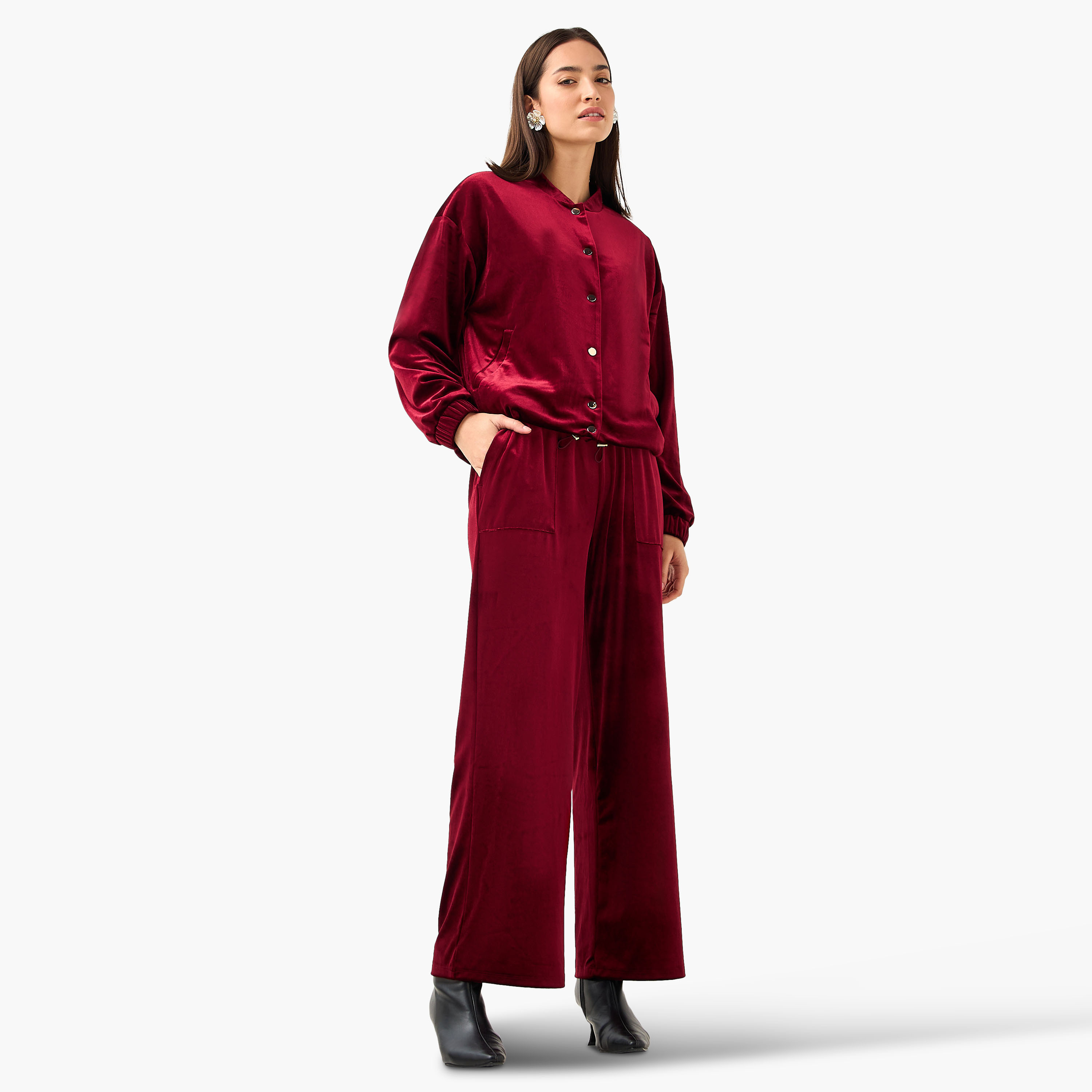 Mid Waist Velour Joggers with Pockets-women-clothing-bottoms-joggers-image-3