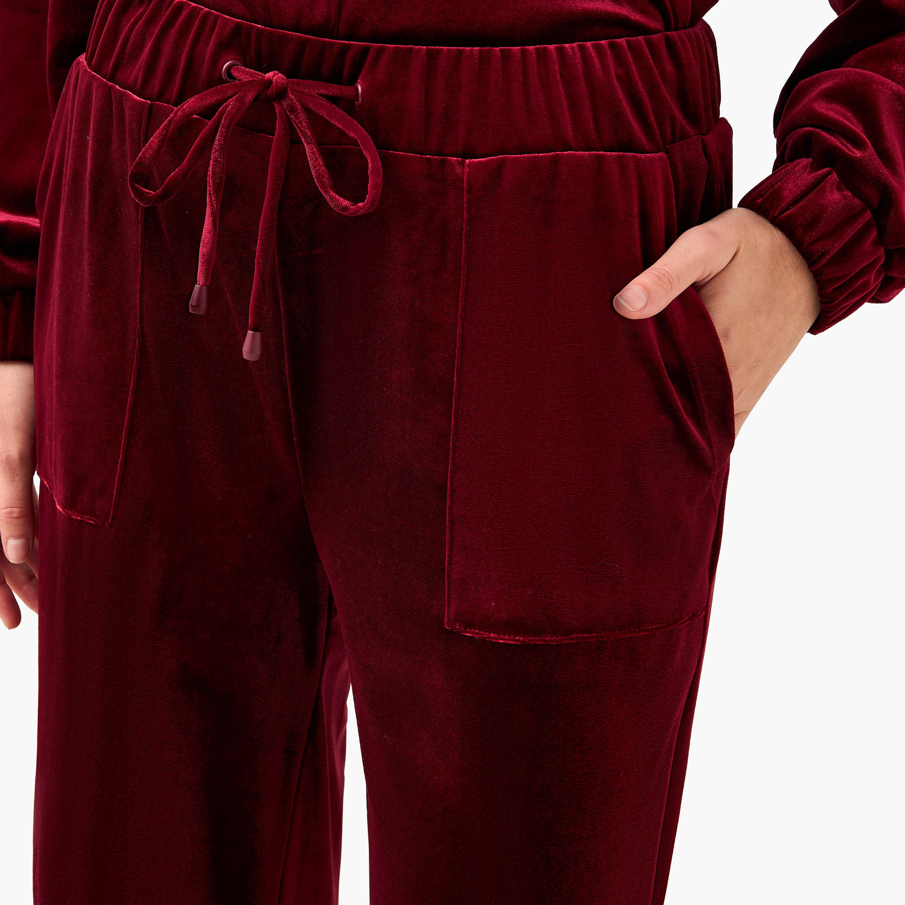 Mid Waist Velour Joggers with Pockets-women-clothing-bottoms-joggers-image-2
