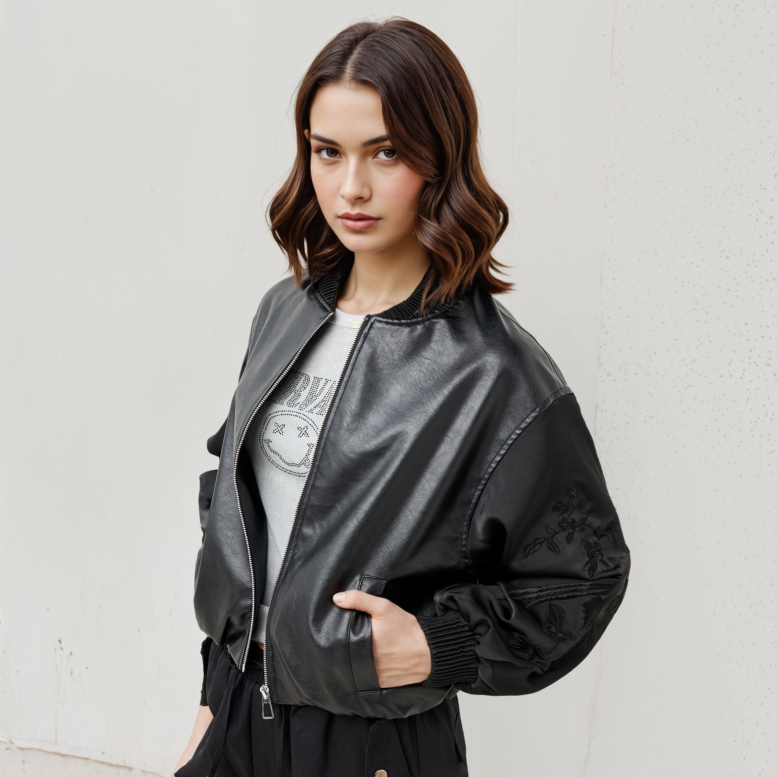 جاكيت بايكر بأكمام مطرزة وسحاب إغلاق-women-winterwear-coatsandjackets-jackets-image-8