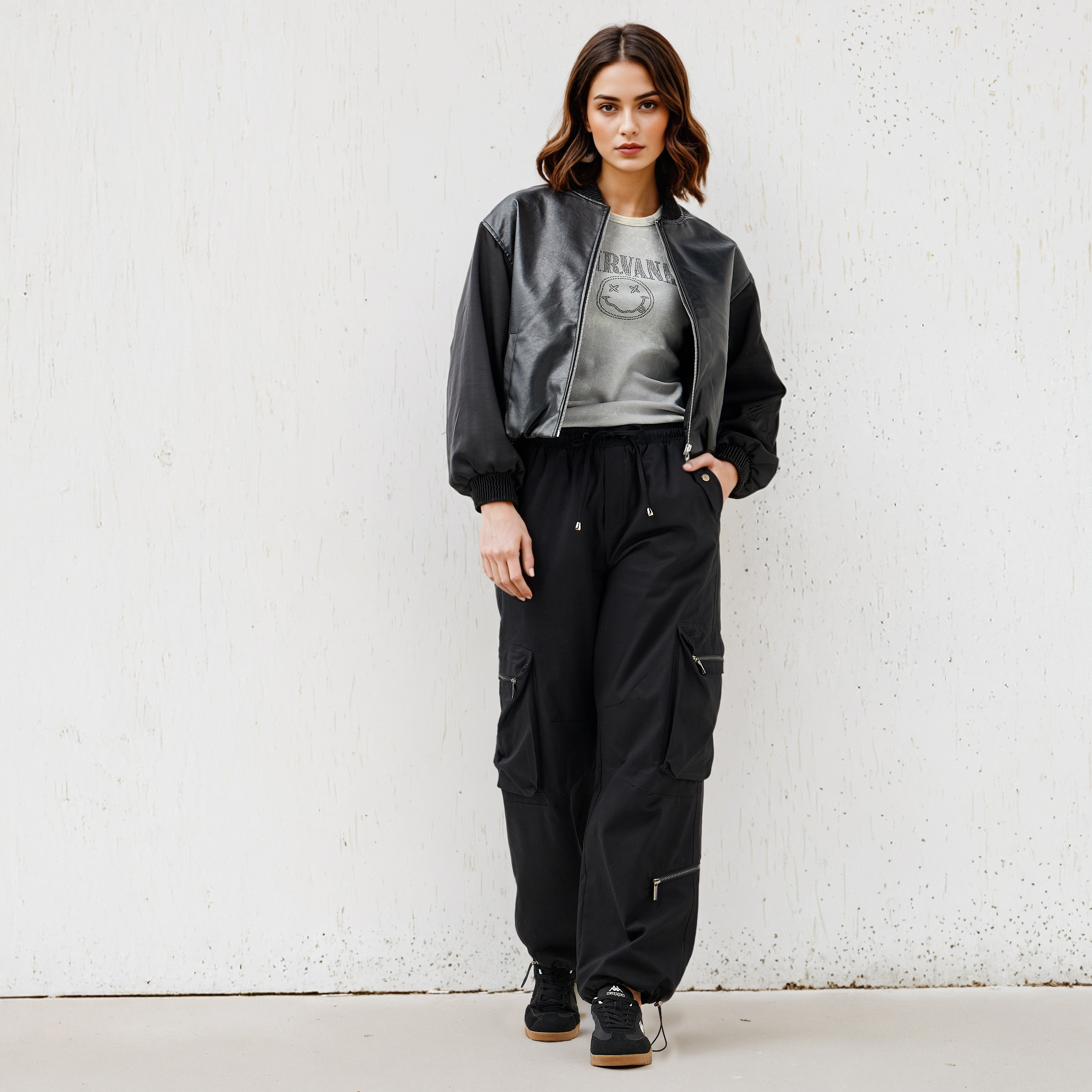 Biker Jacket with Embroidered Sleeves and Zip Closure-women-winterwear-coatsandjackets-jackets-image-2