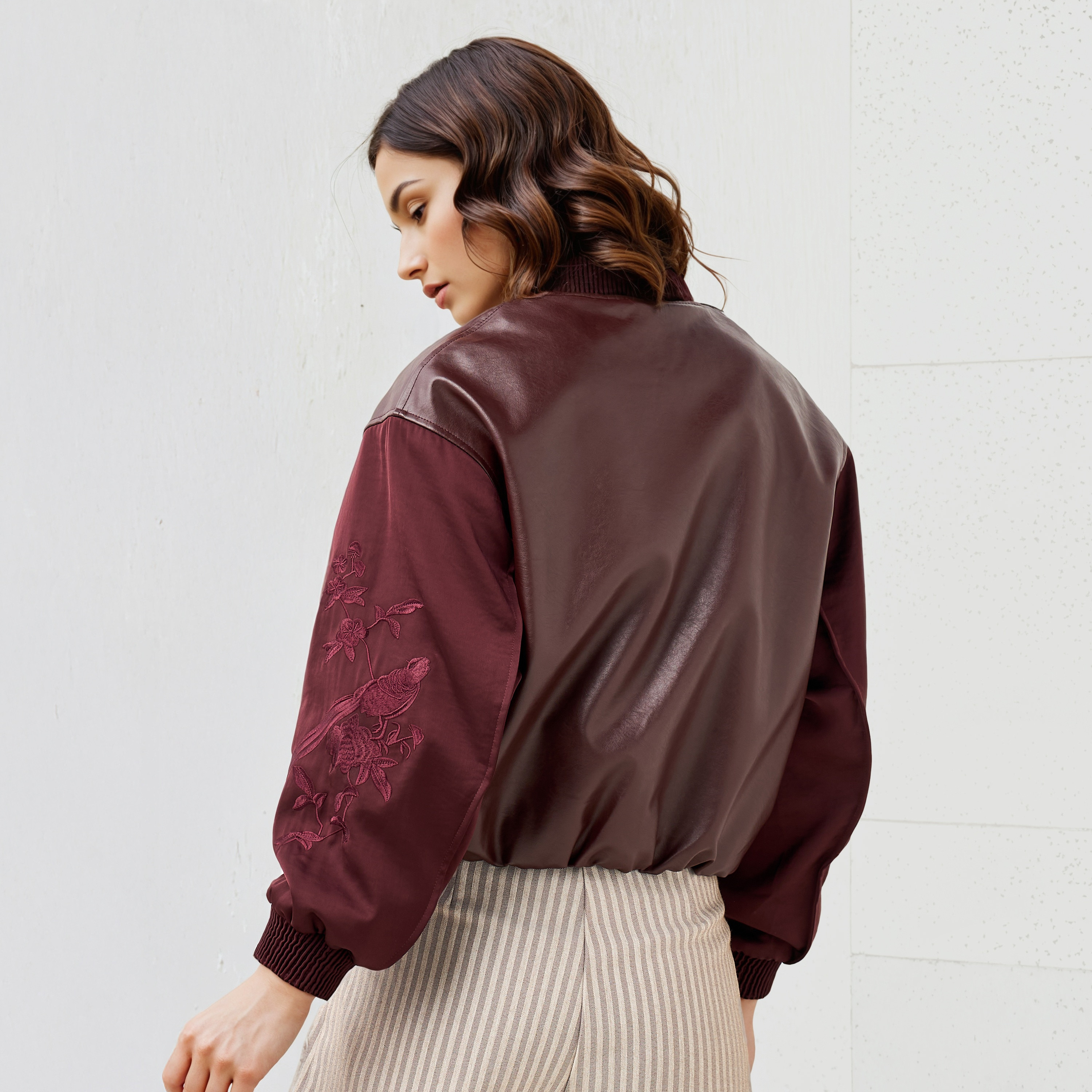 جاكيت بايكر بأكمام مطرزة وسحاب إغلاق-women-winterwear-coatsandjackets-jackets-image-4