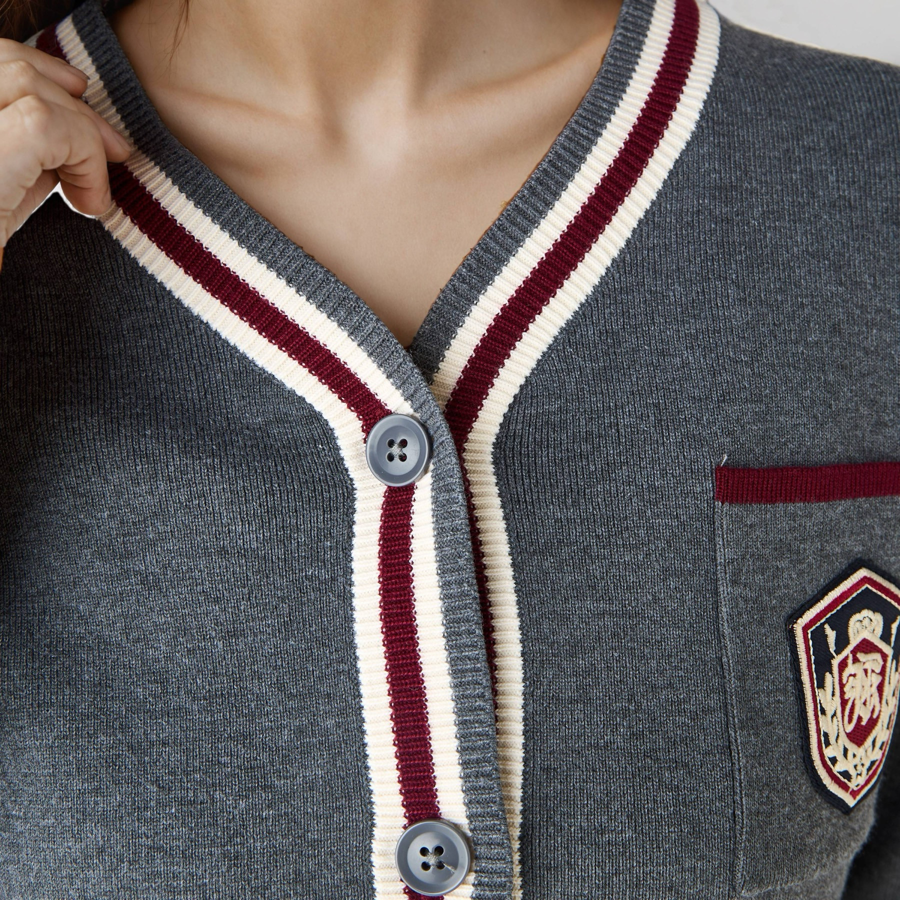 Applique Accent V-neck Cardigan-women-winterwear-cardigansandjumpers-cardigans-image-4