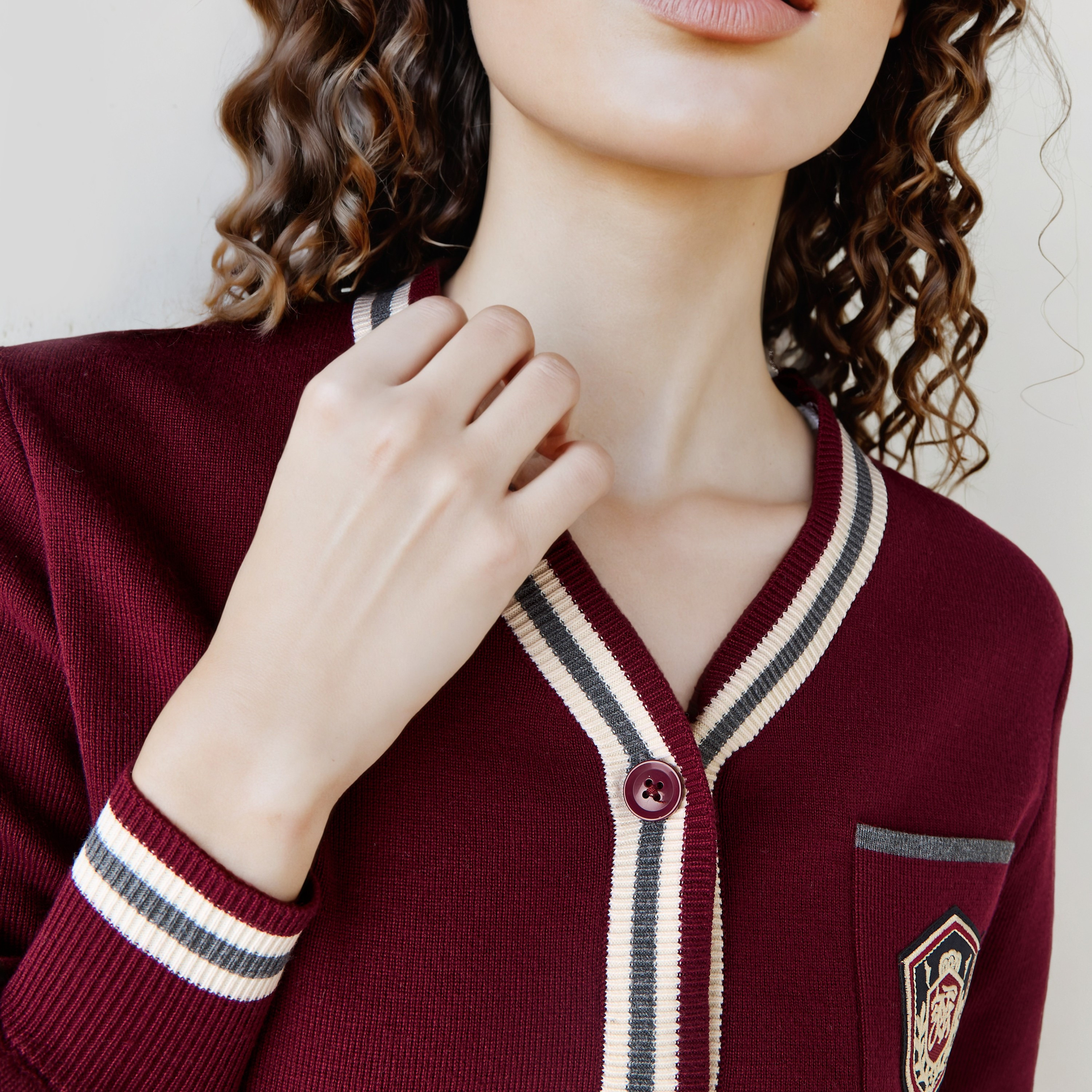 Applique Accent V-neck Cardigan-women-winterwear-cardigansandjumpers-cardigans-image-3