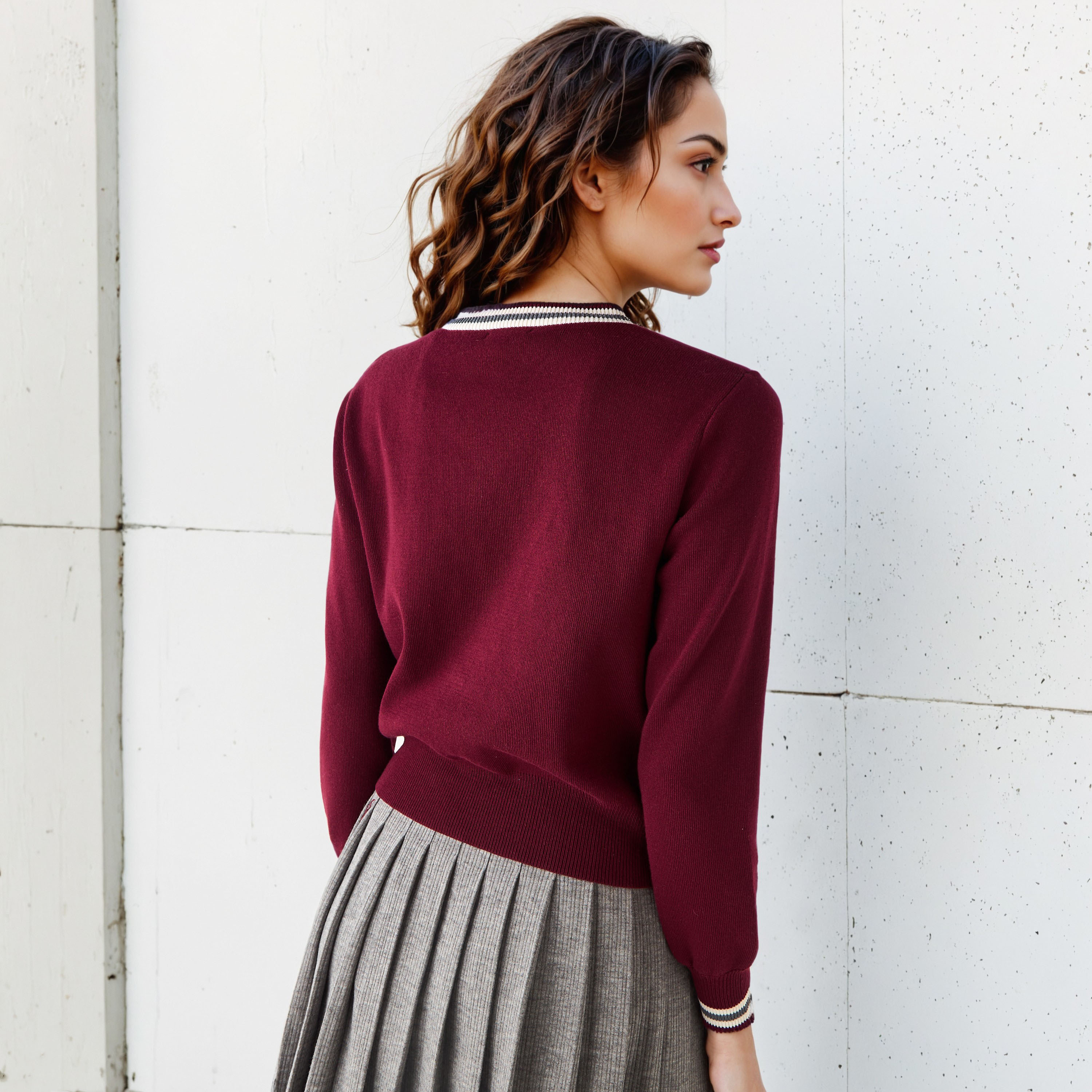 Applique Accent V-neck Cardigan-women-winterwear-cardigansandjumpers-cardigans-image-4