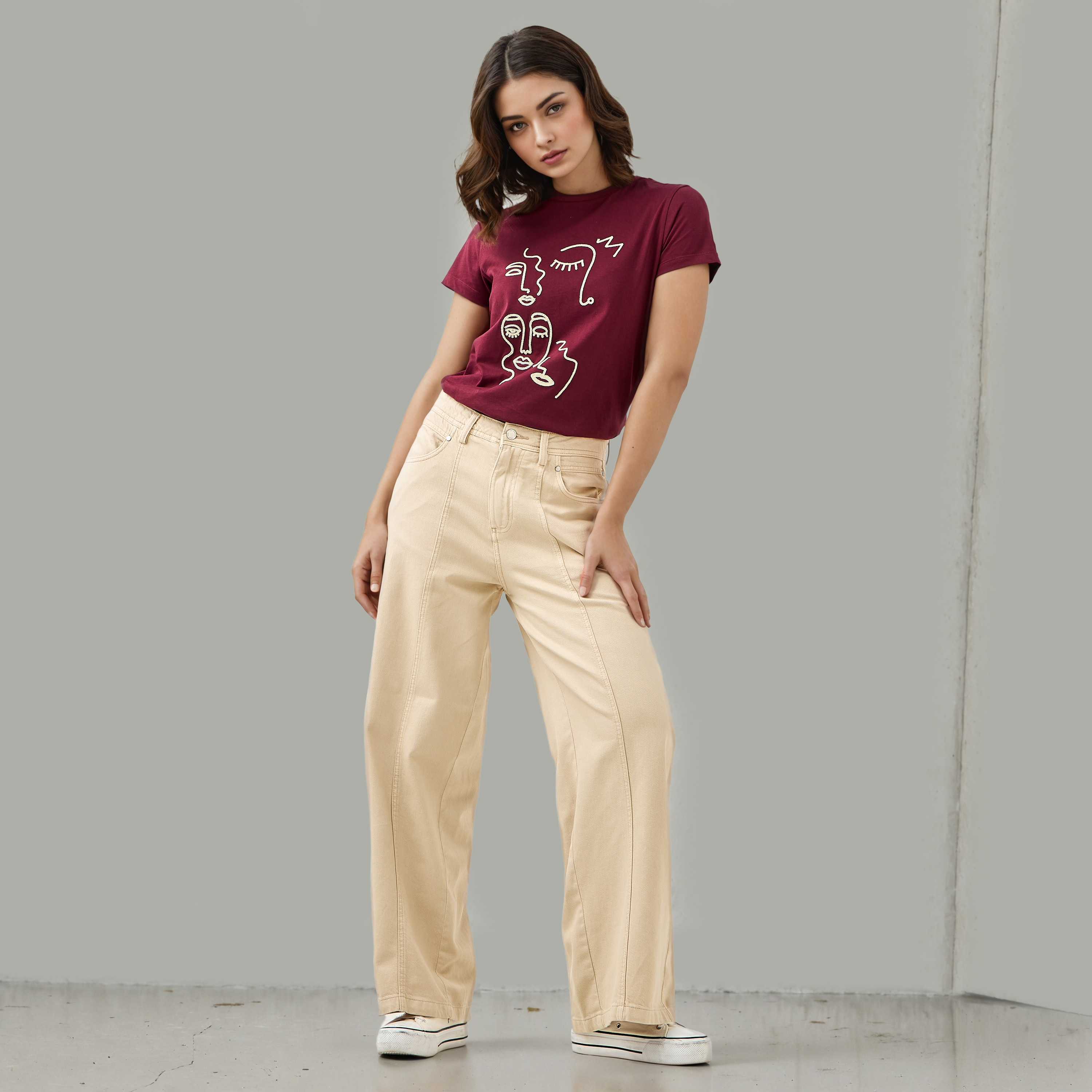 Embroidered Crew Neck T-shirt-women-clothing-tshirts-image-2