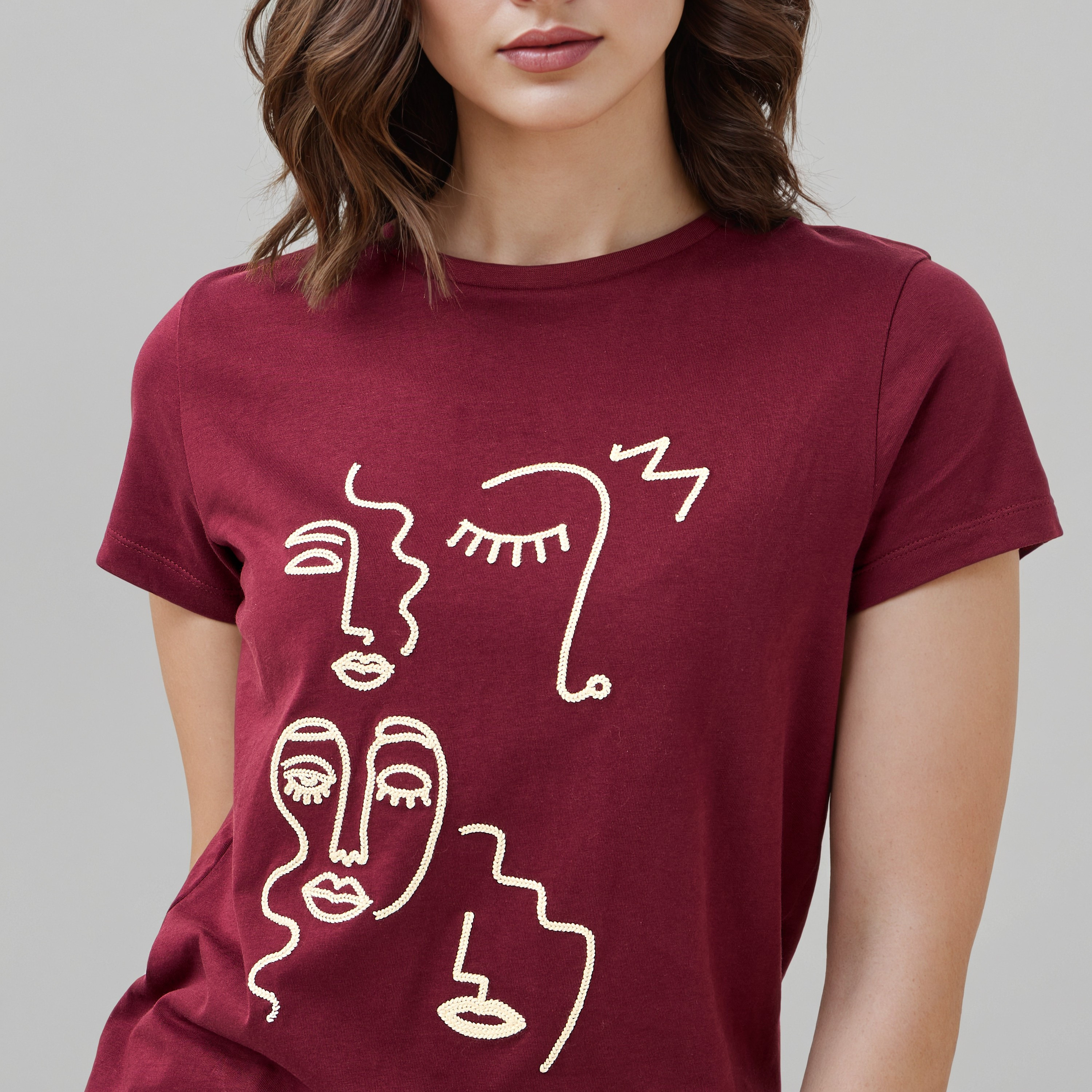 Embroidered Crew Neck T-shirt-women-clothing-tshirts-image-5