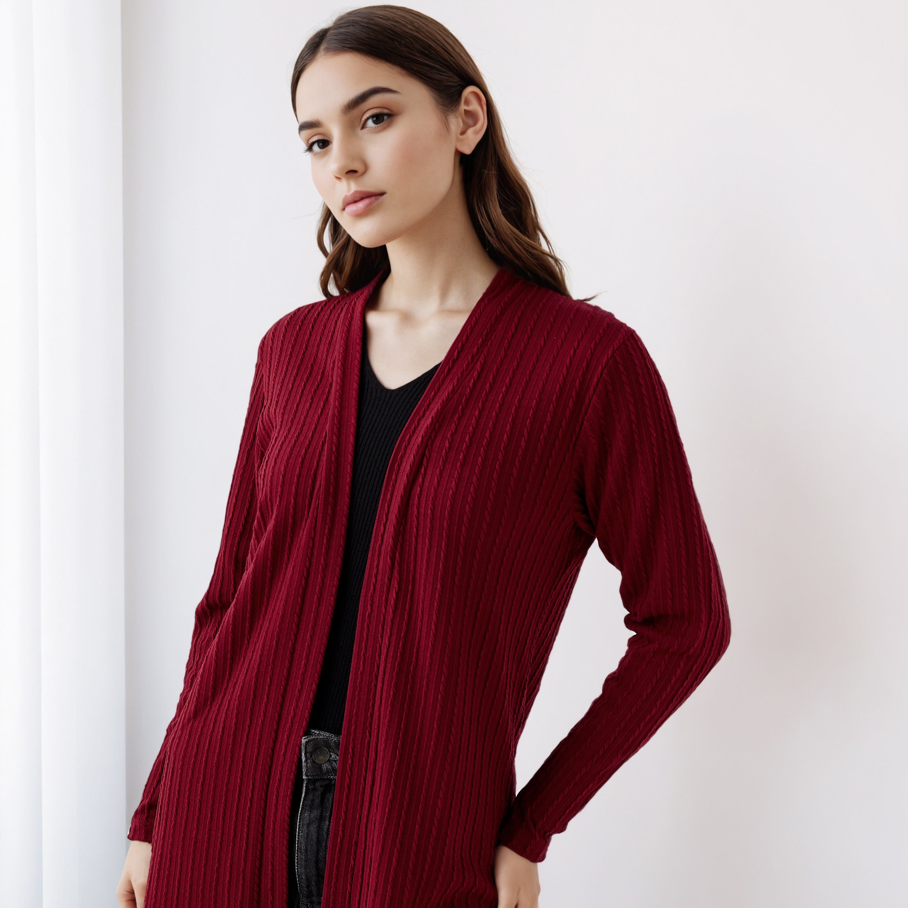 Longline Open Front Shrug-women-winterwear-cardigansandjumpers-cardigans-image-4