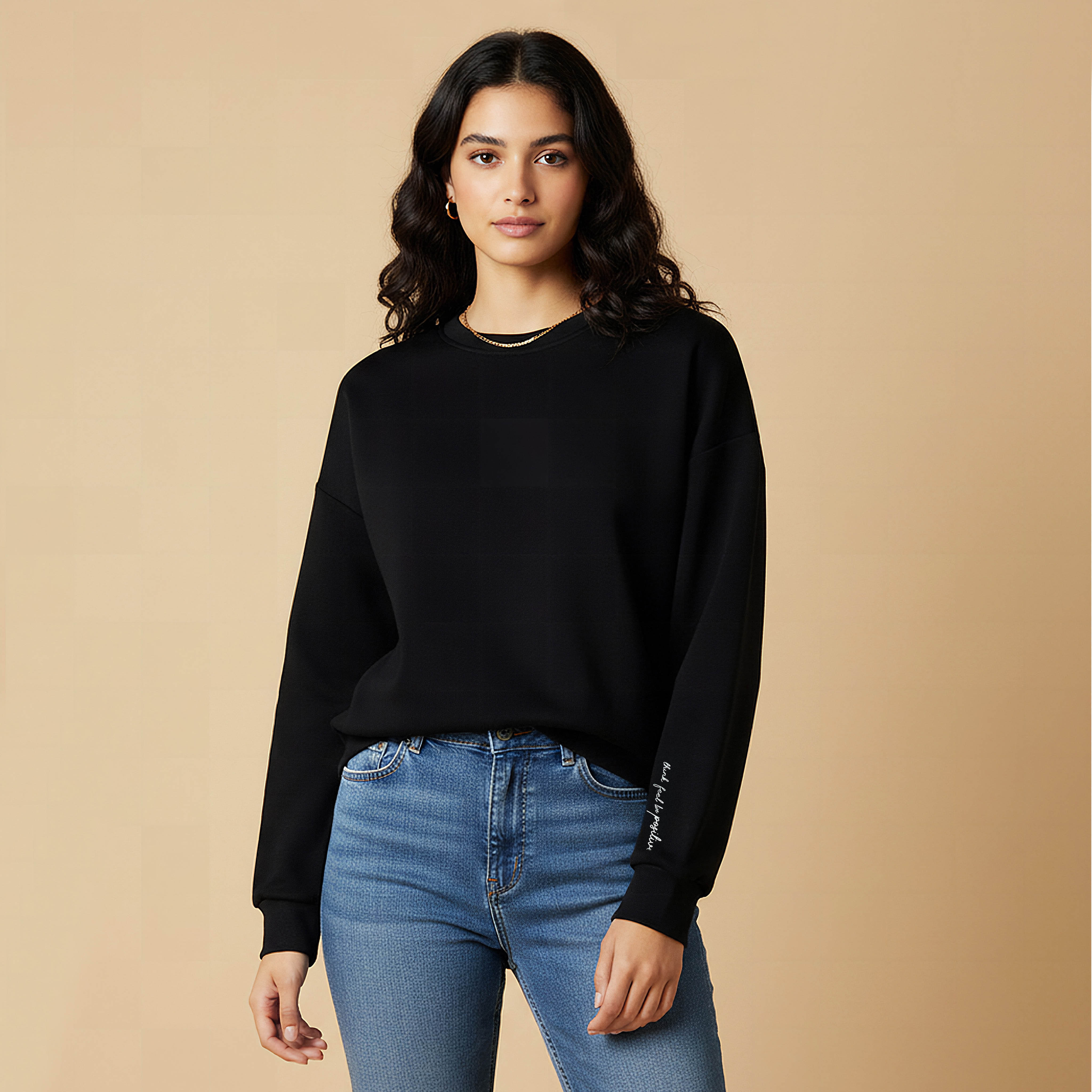Regular Fit Sweatshirt with Slogan Print-women-winterwear-hoodiesandsweatshirts-sweatshirts-image-1