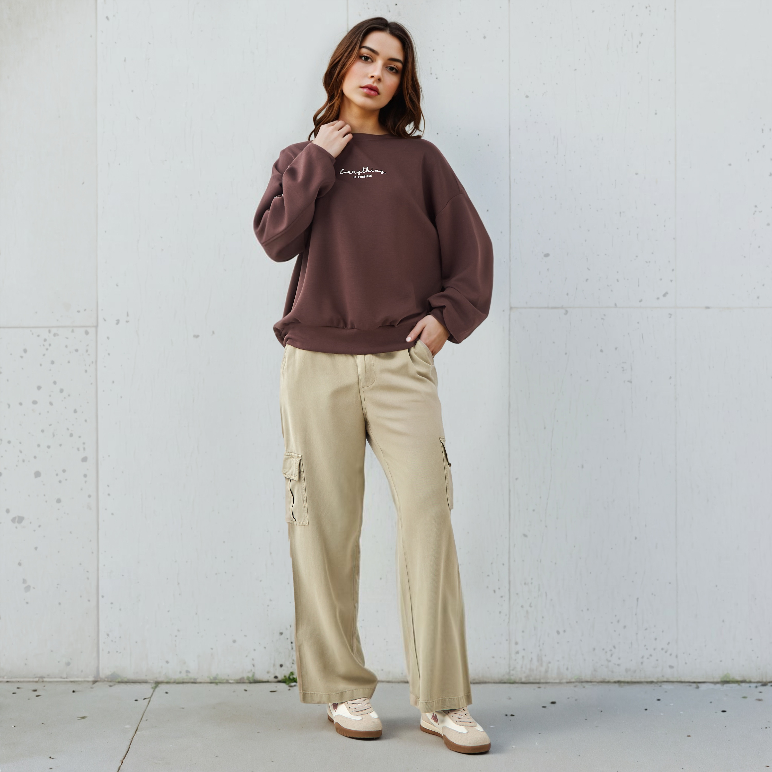 Regular Fit Sweatshirt with Slogan Print-women-winterwear-hoodiesandsweatshirts-sweatshirts-image-2