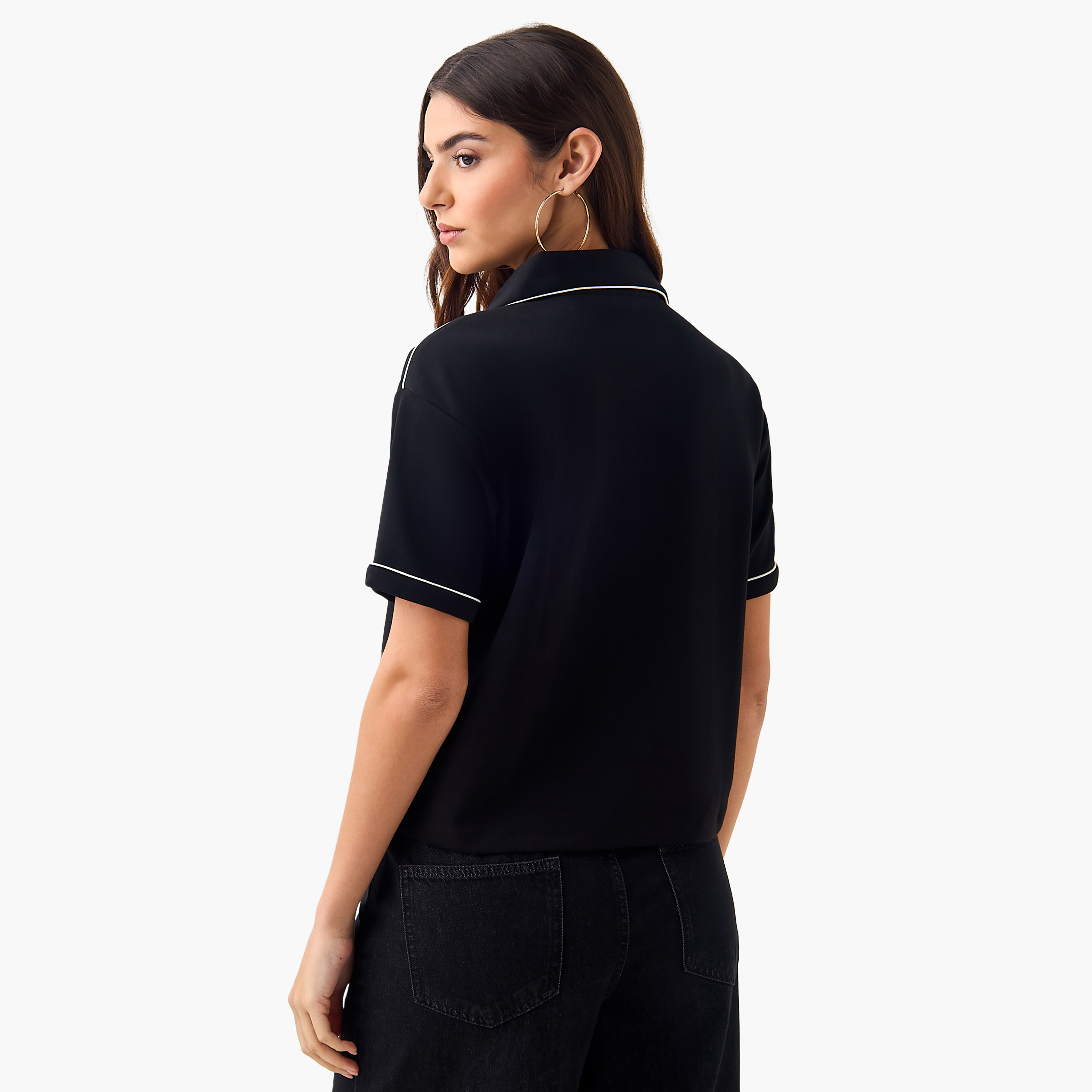Polo T-shirt with Piping Detail-women-clothing-tshirts-image-4