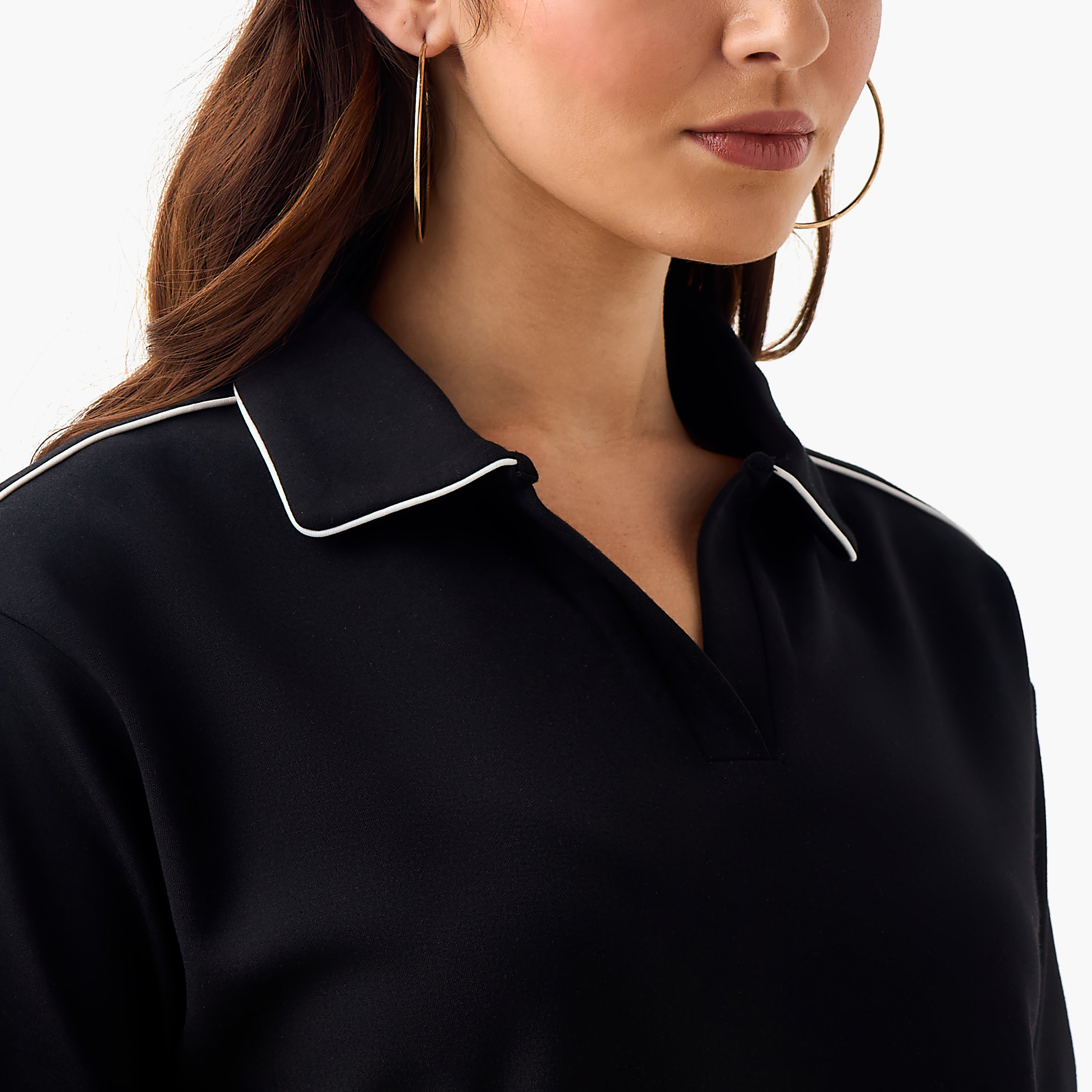 Polo T-shirt with Piping Detail-women-clothing-tshirts-image-5