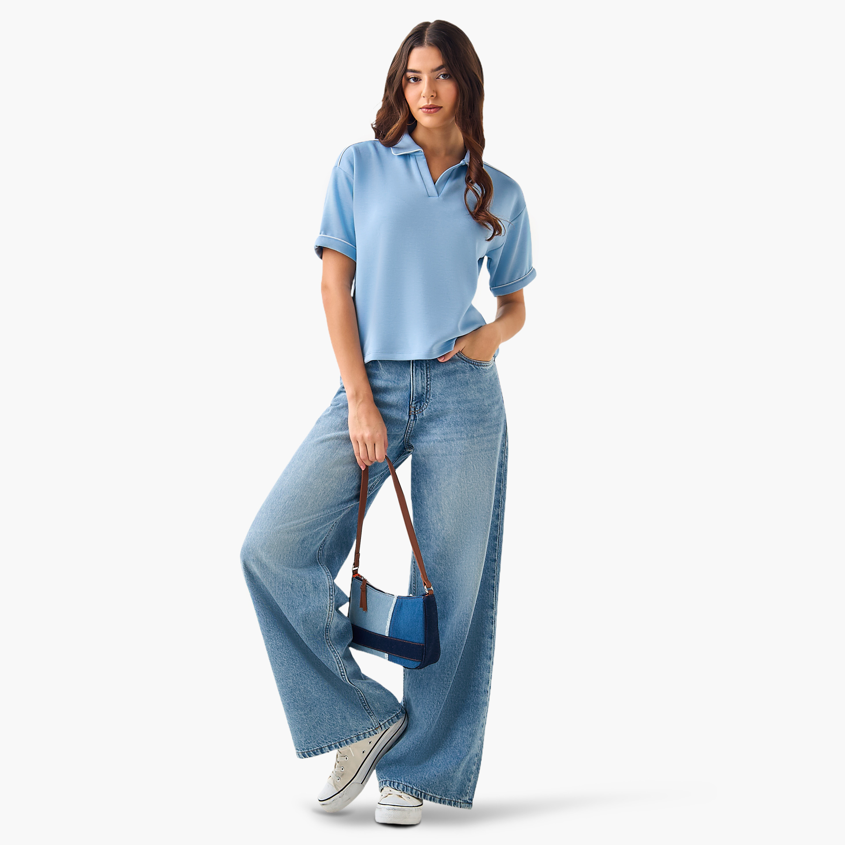 تيشيرت بولو بتفاصيل بارزة-women-clothing-tshirts-image-3