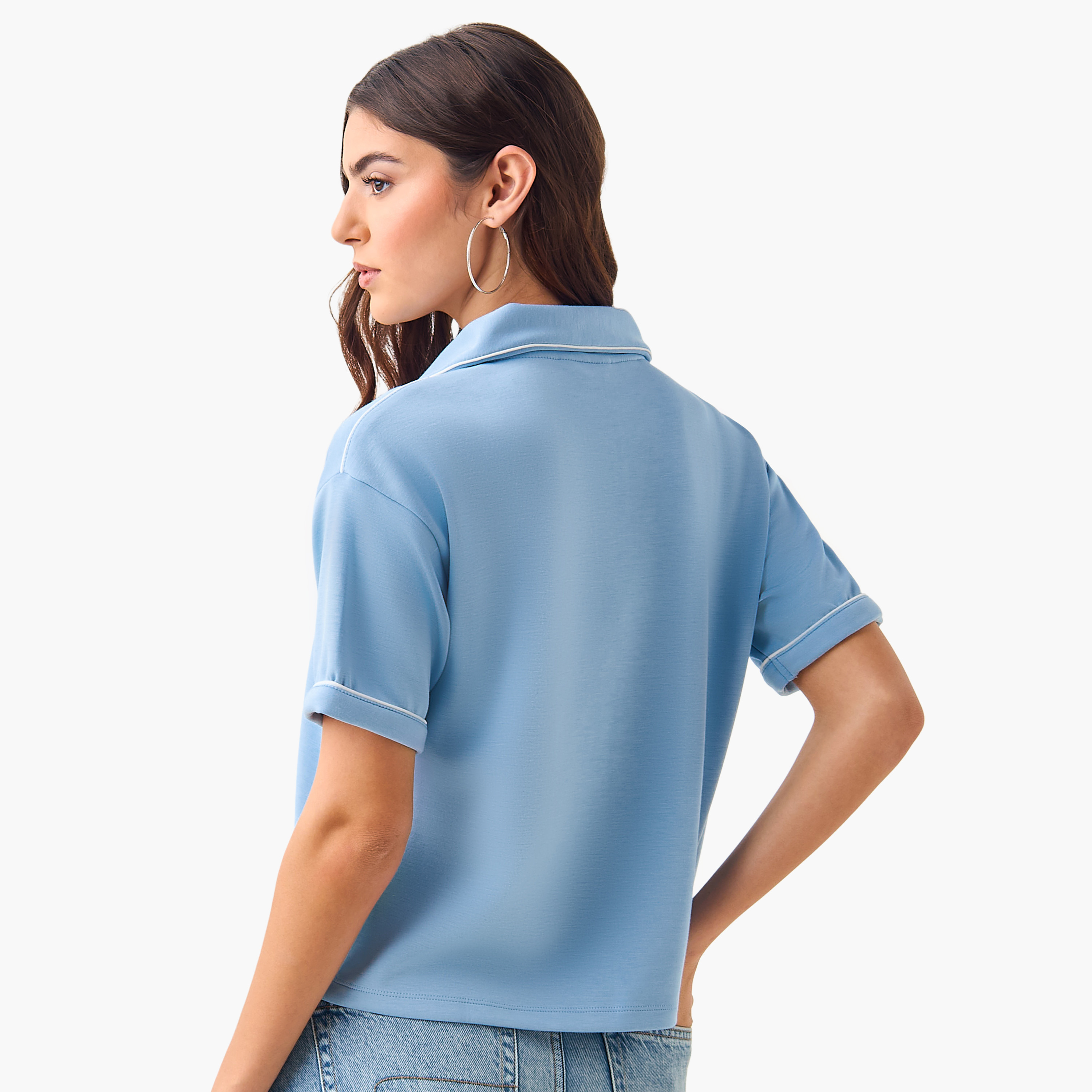 تيشيرت بولو بتفاصيل بارزة-women-clothing-tshirts-image-4