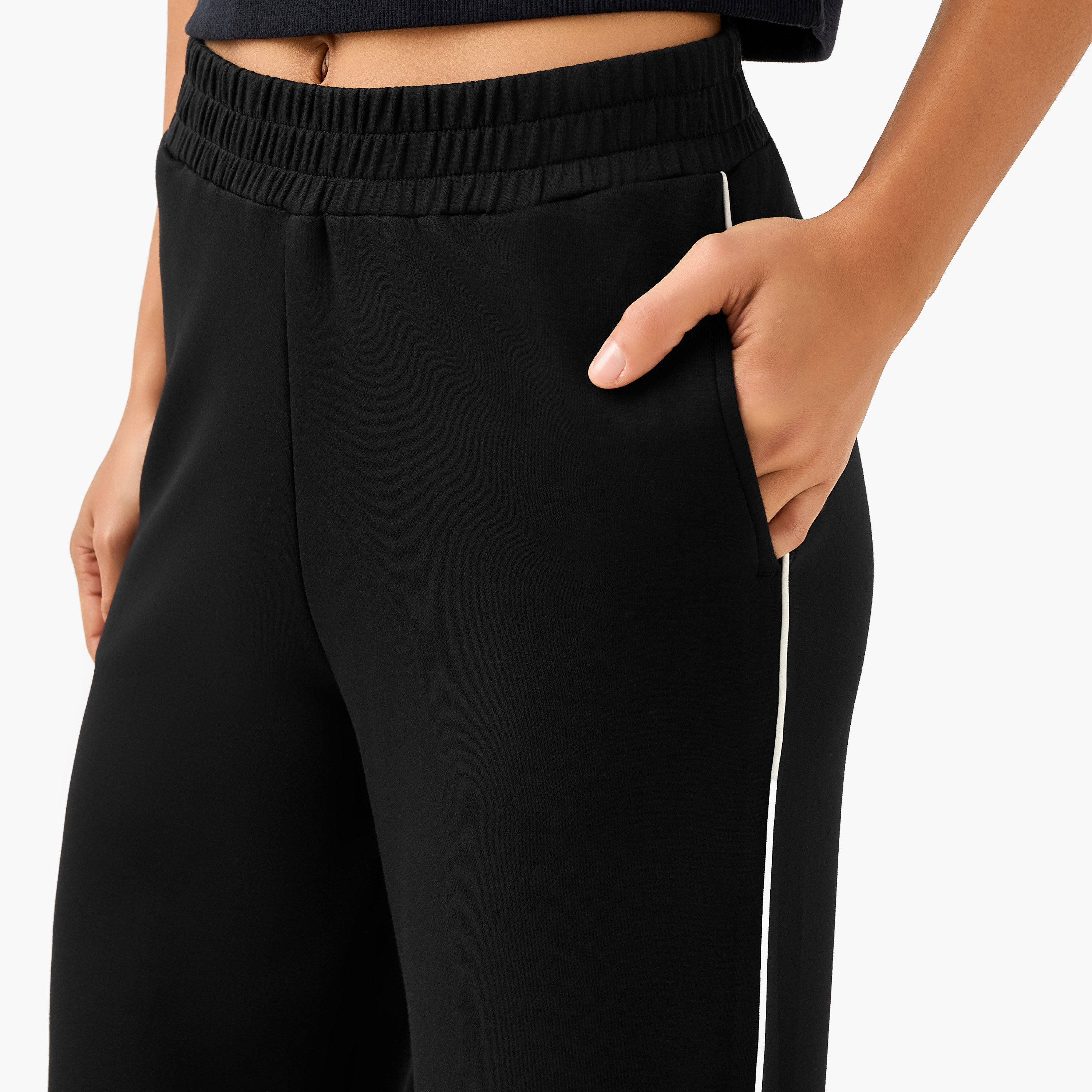 Wide Leg Mid-Rise Trousers with Piping Design-women-clothing-coordsets-image-4