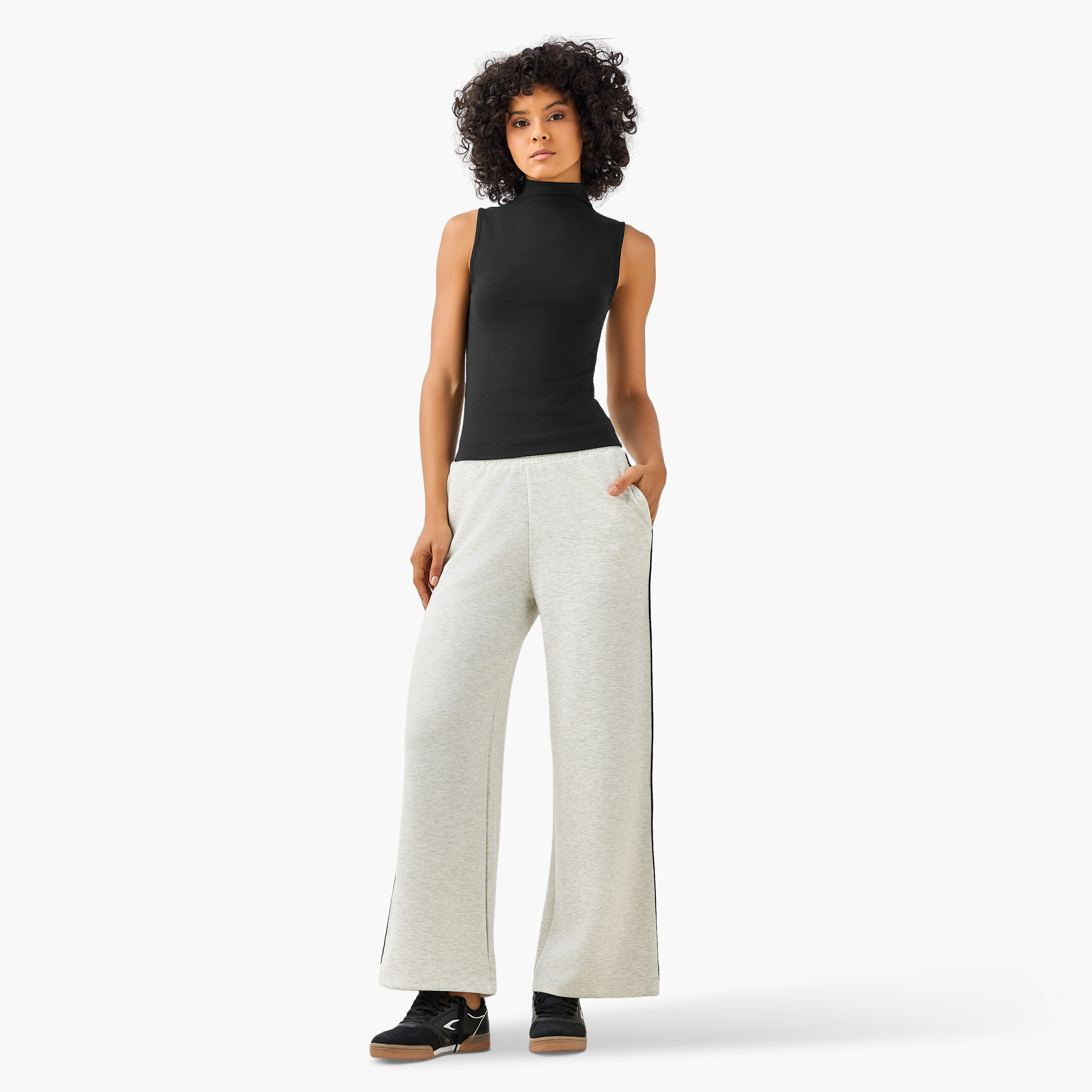 Wide Leg Mid-Rise Trousers with Piping Design-women-clothing-coordsets-image-3