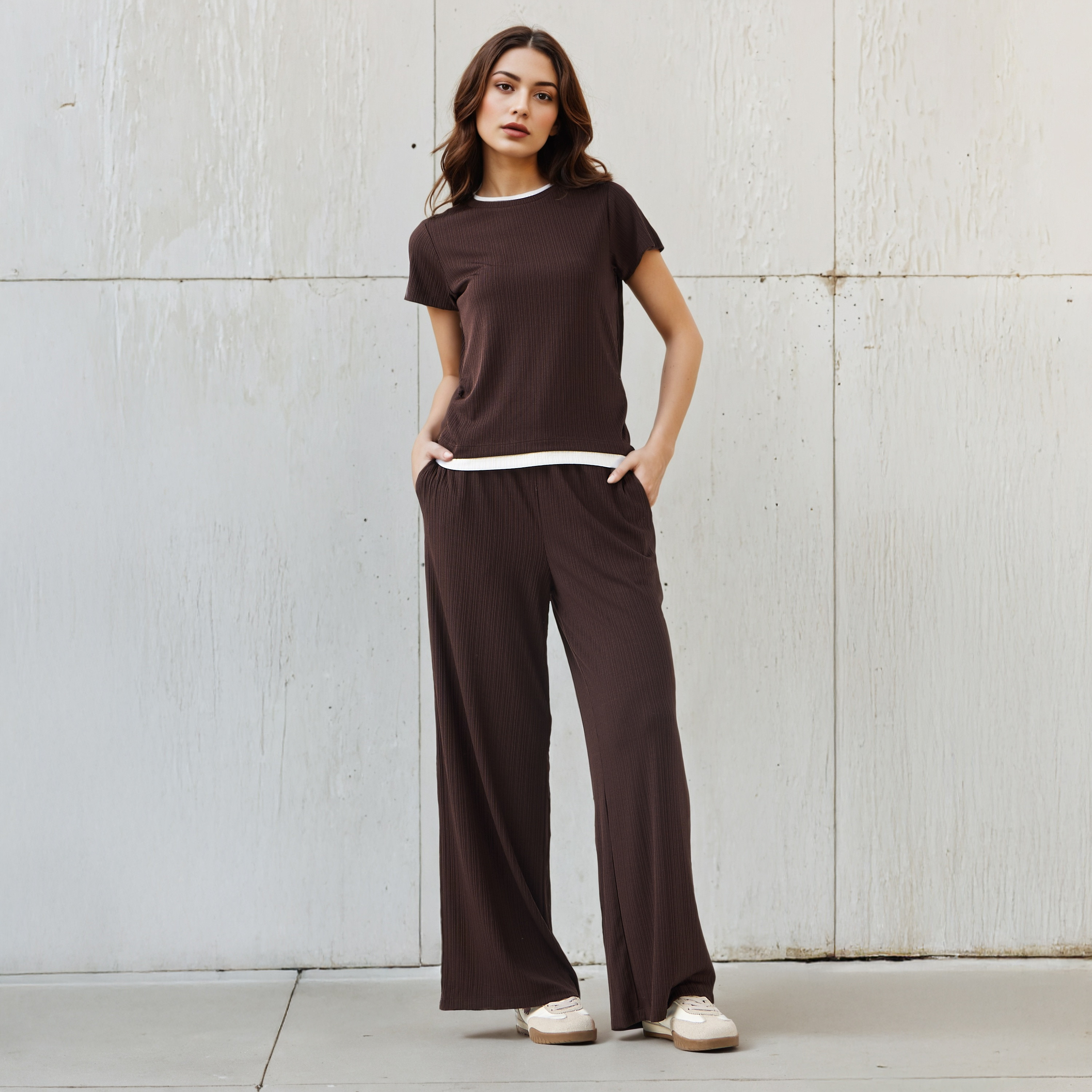 Wide Leg Mid-Rise Ribbed Flexi Waist Joggers with Contrast Waist-women-clothing-bottoms-joggers-image-2
