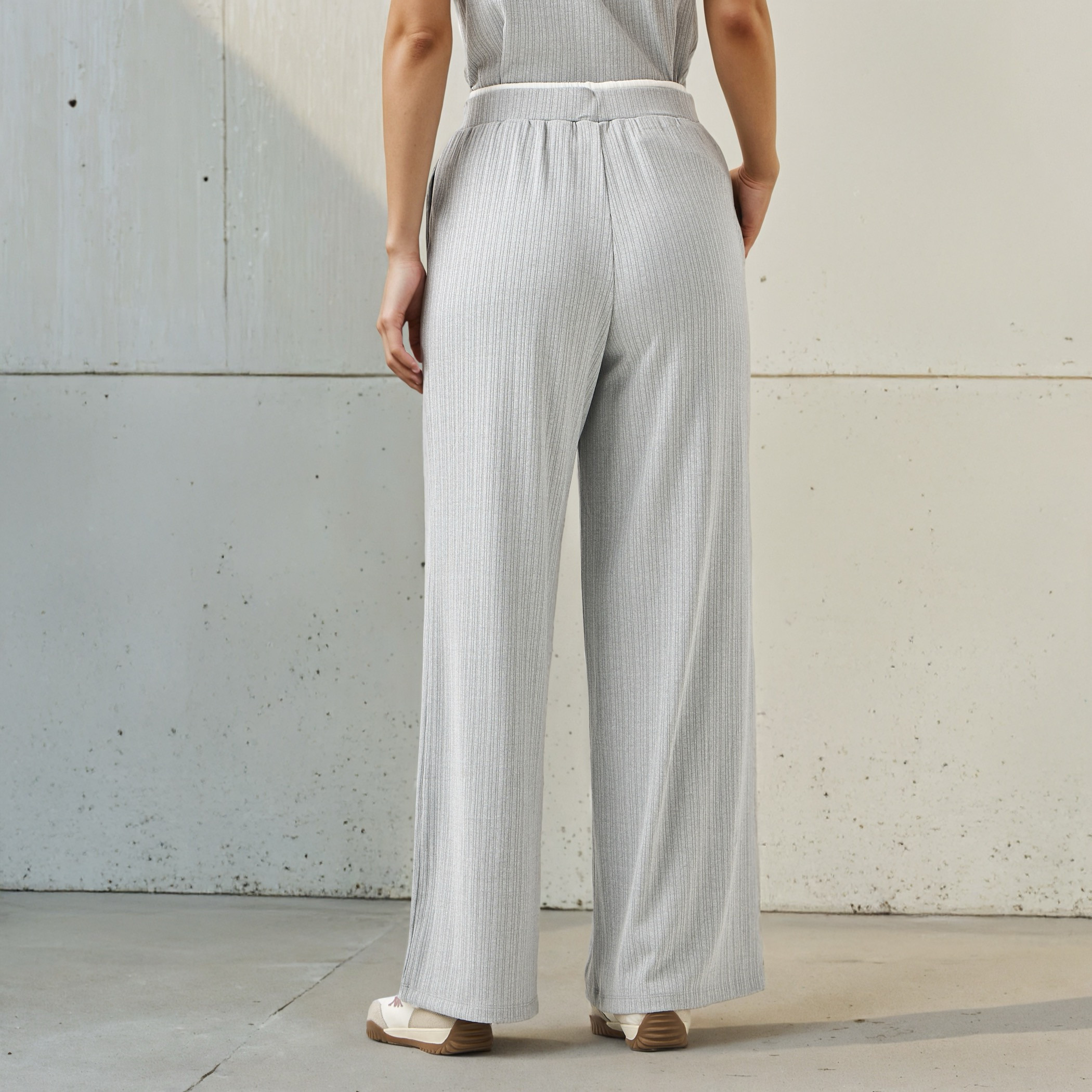 Wide Leg Mid-Rise Ribbed Flexi Waist Joggers with Contrast Waist-women-clothing-bottoms-joggers-image-3