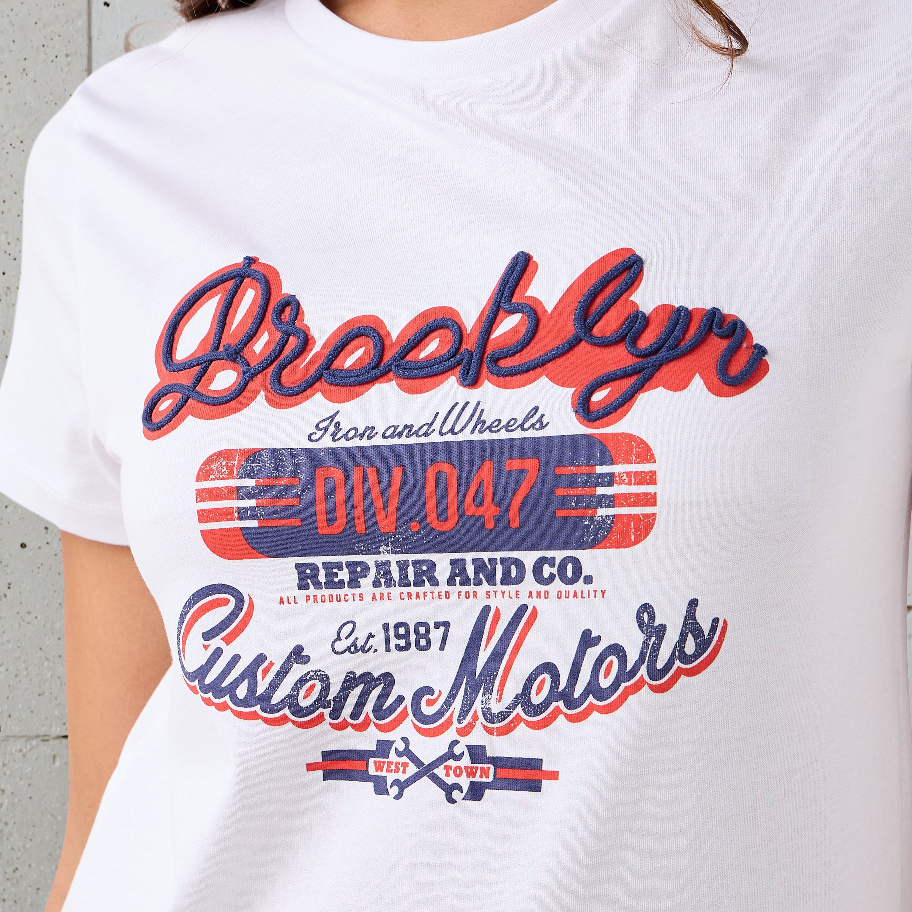 Regular Fit Cotton T-shirt with Graphic Print-women-clothing-tshirts-image-5