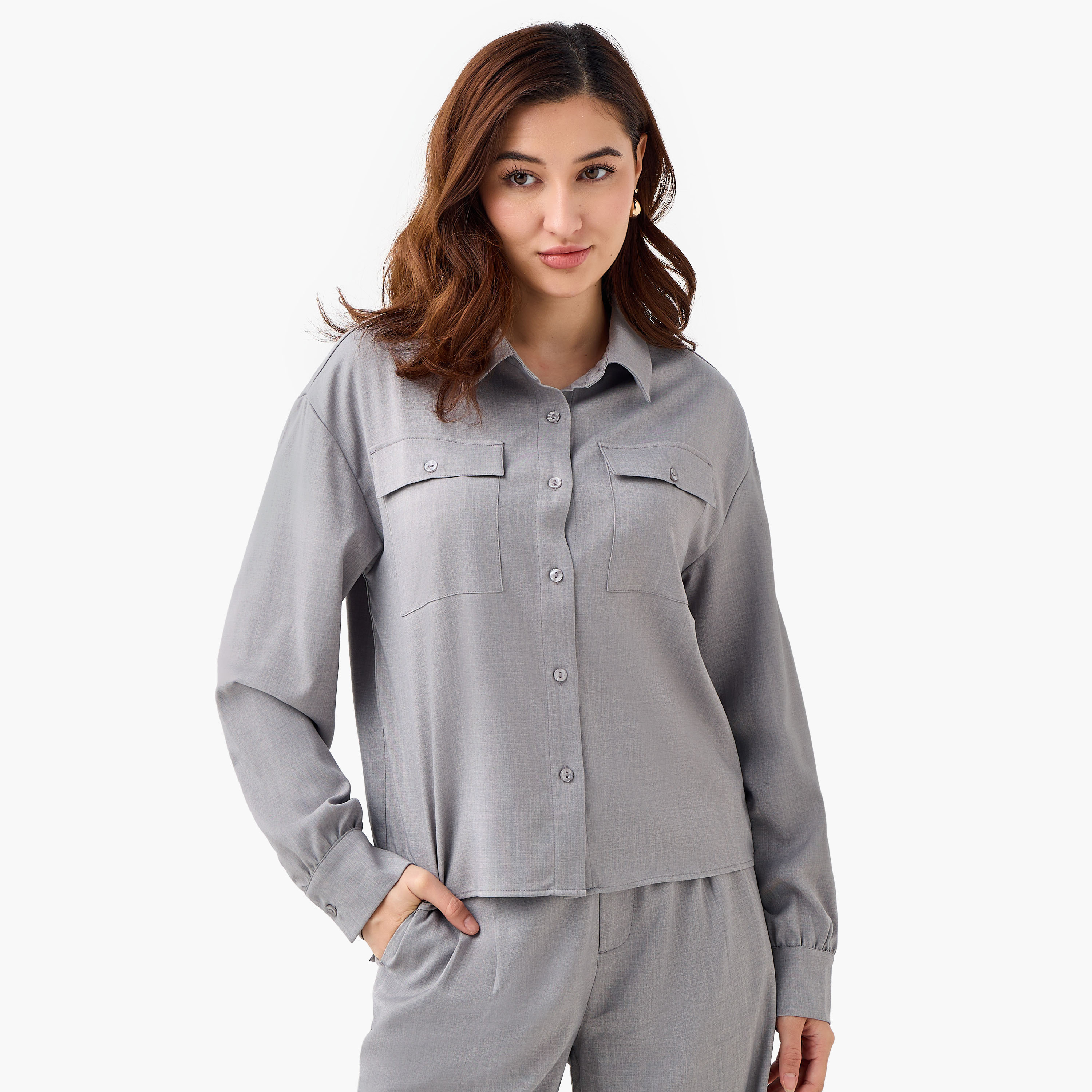 Regular Fit Shirt with Pockets-women-clothing-shirtsandblouses-shirts-image-1