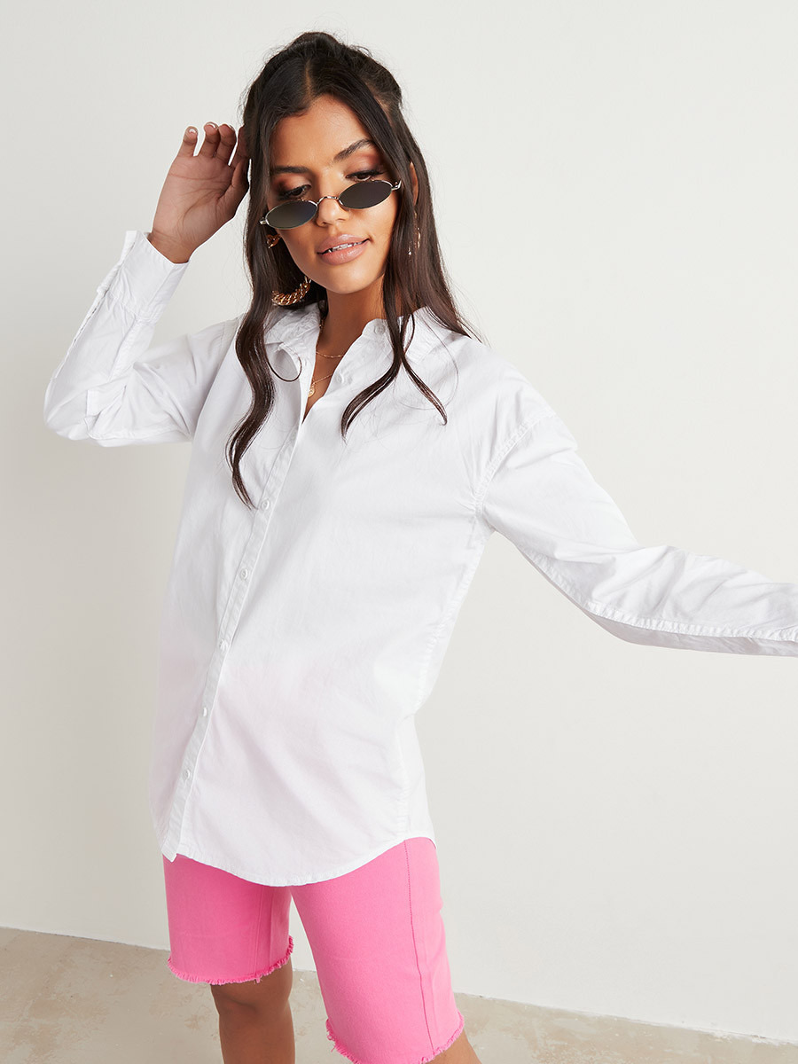 Styli Don't Kill My Vibe Slogan Back Printed Longline Oversized Shirt-women-clothing-shirtsandblouses-blouses-image-2