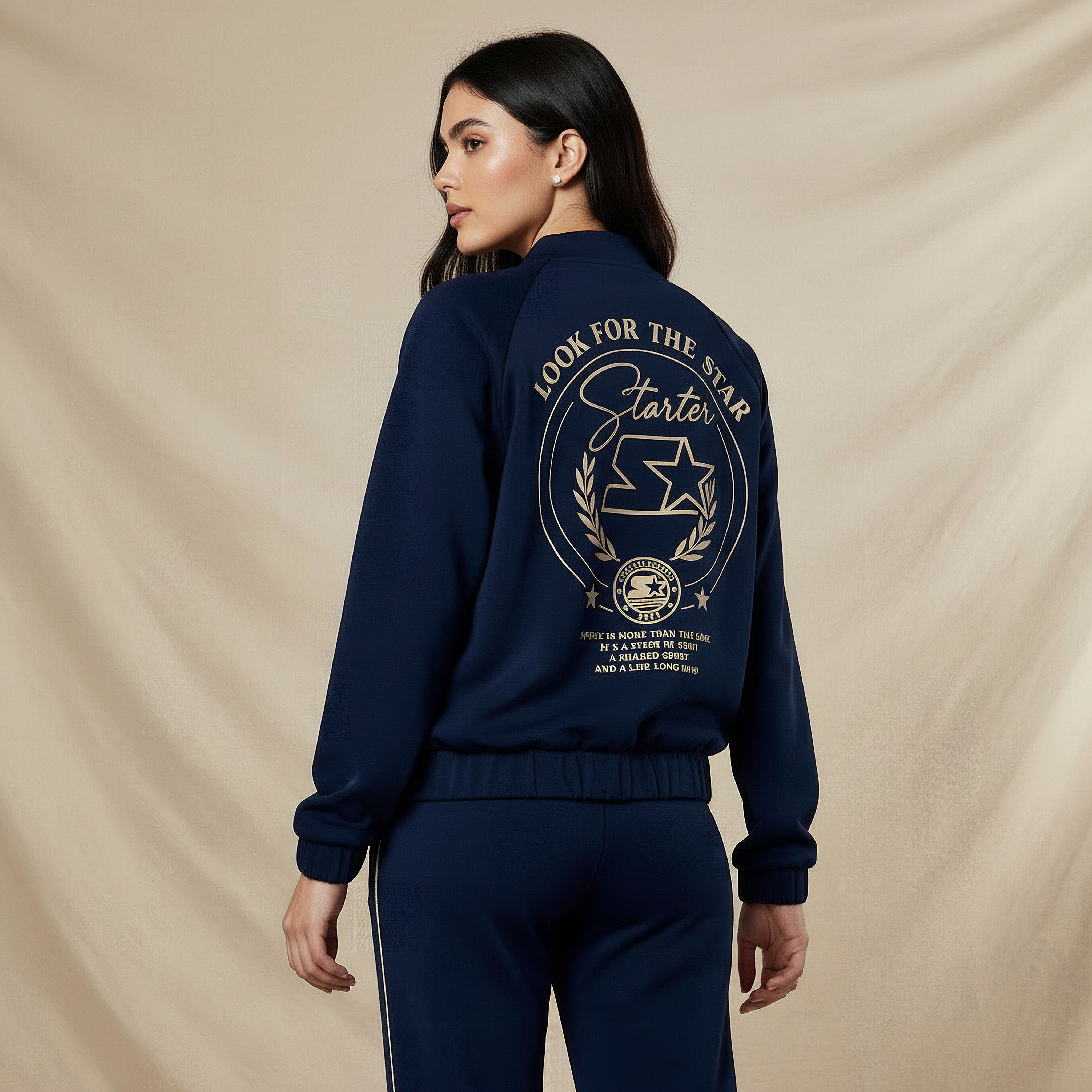 Bomber Jacket with Starter Print-women-clothing-coordsets-image-4